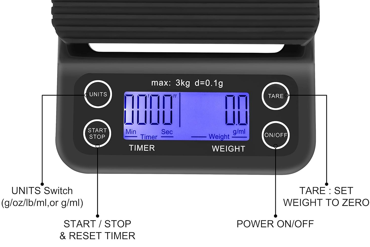 Coffee Scale with Timer Small, Apexstone Espresso Scale with Timer Small, Espresso Coffee Scale with Timer for Pour Over Coffee (Batteries Included)