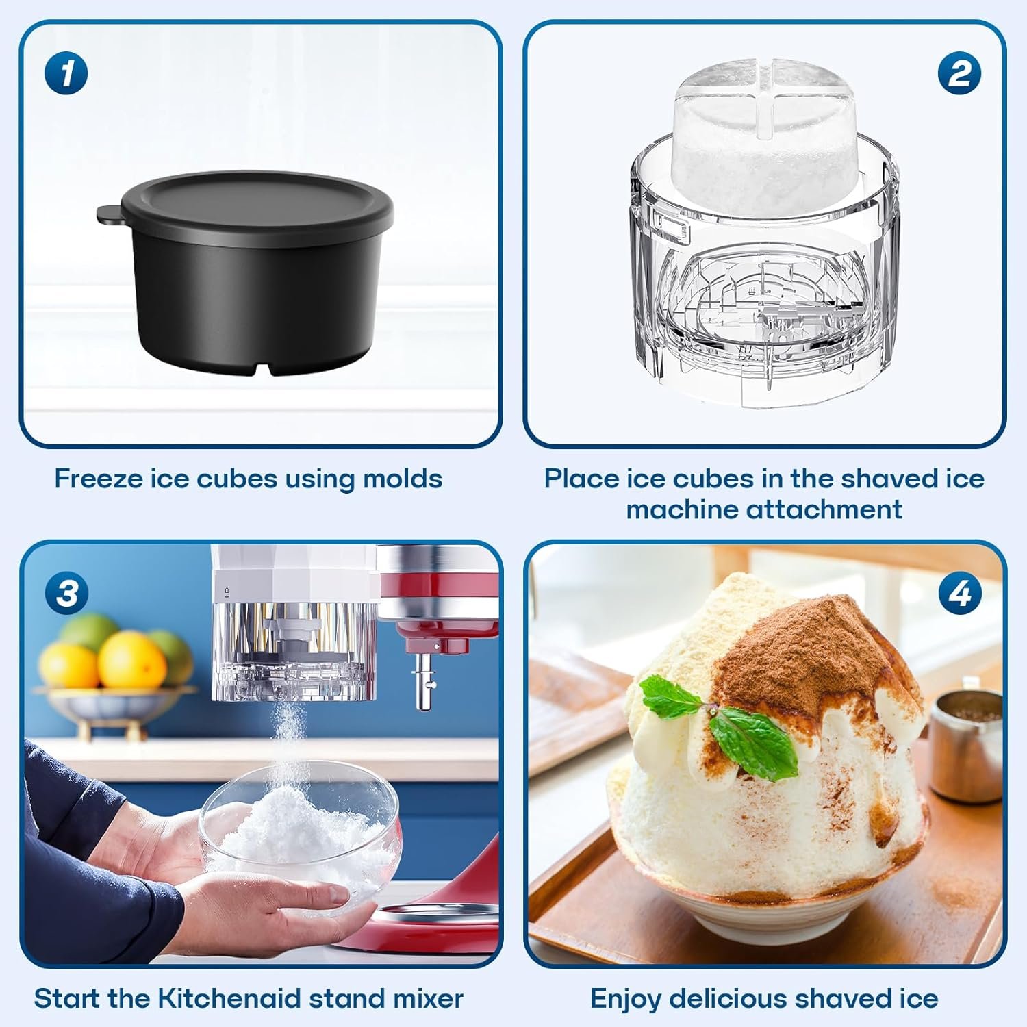 Cofun Shaved Ice Attachment for KitchenAid Stand Mixer, Snow Cone Machine for KitchenAid Make Fluffy Light Shave Ice for Stand Mixers, 8 Molds, 2 Blades Cofun Shaved Ice Attachment for KitchenAid Stand Mixer, Snow Cone Machine for KitchenAid Make Fluffy Light Shave Ice for Stand Mixers, 8 Molds, 2 Blades