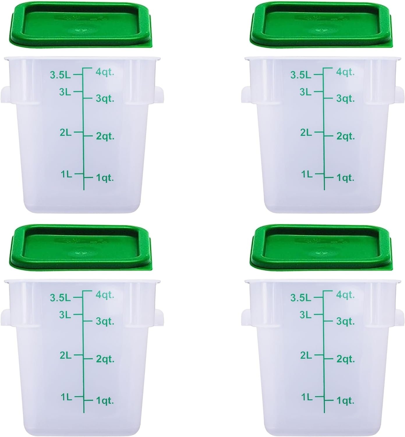 COMBO PACK Square Sous Vide Containers With Lids - 4 Quart Restaurant Supplies Food Containers - 4 Containers and 4 Lids COMBO PACK Square Sous Vide Containers With Lids - 4 Quart Restaurant Supplies Food Containers - 4 Containers and 4 Lids