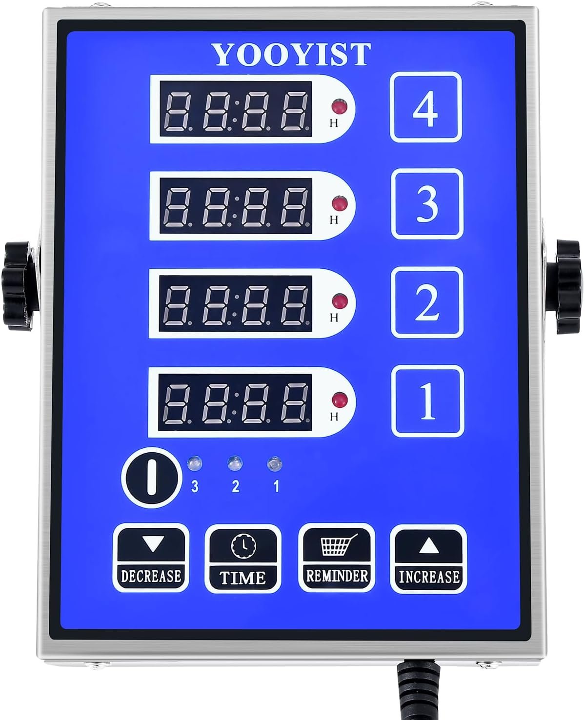 Commercial 4 Channel Kitchen Timers Digital Restaurant Timer Professional Multi Calculagraph Heavy Duty Stainless Steel Loud Alarm Food Truck Bakery Fryer Cafe Cooking