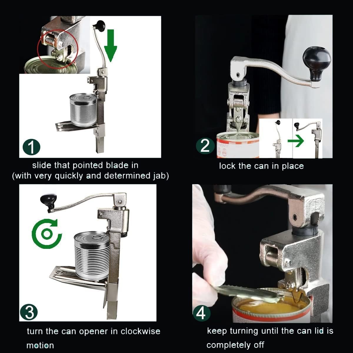Commercial Can Opener for Edlund #1，Manual Table Can Opener, for Restaurant Large Cans Heavy Duty Fits Cans Up to 11” Tall