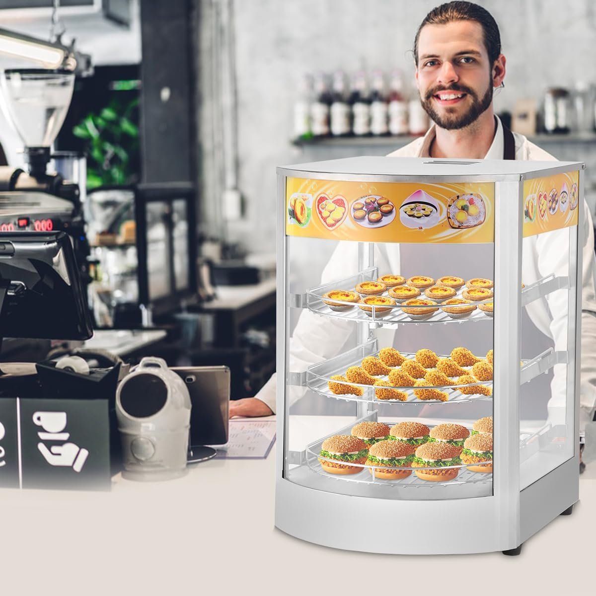 Commercial Food Warmer Countertop, 800W Pizza Food Warmer Display Case, 3-Tier Electric Food Warming Cabinet w/Detachable Wire Trays, Pastry Display Case for Cafe Buffet Restaurant Commercial Food Warmer Countertop, 800W Pizza Food Warmer Display Case, 3-Tier Electric Food Warming Cabinet w/Detachable Wire Trays, Pastry Display Case for Cafe Buffet Restaurant