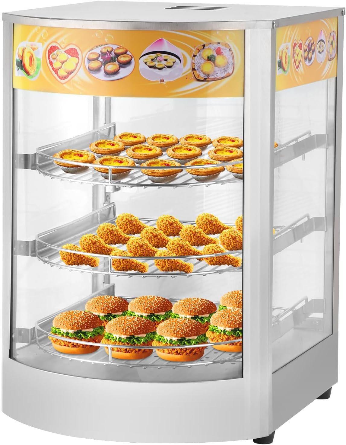 Commercial Food Warmer Countertop, 800W Pizza Food Warmer Display Case, 3-Tier Electric Food Warming Cabinet w/Detachable Wire Trays, Pastry Display Case for Cafe Buffet Restaurant Commercial Food Warmer Countertop, 800W Pizza Food Warmer Display Case, 3-Tier Electric Food Warming Cabinet w/Detachable Wire Trays, Pastry Display Case for Cafe Buffet Restaurant