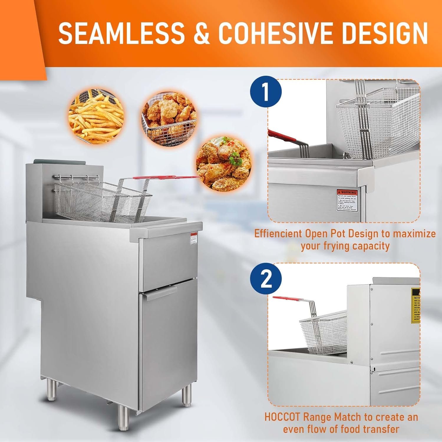 Commercial Gas Deep Fryer with 3 Tube Burners, Stainless Steel Natural Gas Floor Fryer in 90,000 BTU, 40lb Capacity Upright Fryer w/ 2 Baskets for Restaurant Kitchen, 200℉-400℉ Adjustable Temp Commercial Gas Deep Fryer with 3 Tube Burners, Stainless Steel Natural Gas Floor Fryer in 90,000 BTU, 40lb Capacity Upright Fryer w/ 2 Baskets for Restaurant Kitchen, 200℉-400℉ Adjustable Temp