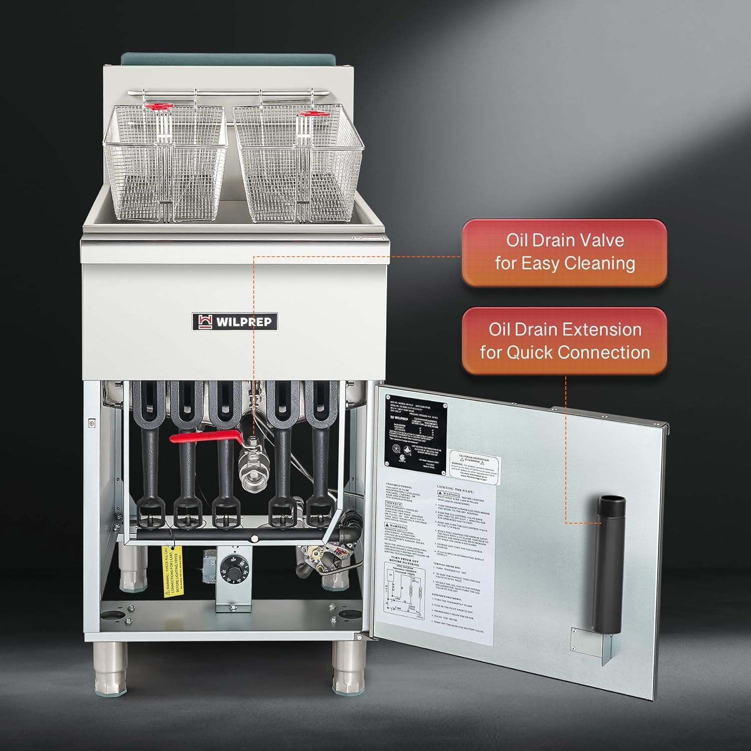 Commercial Gas Floor Fryer, 3 Burner Commercial Deep Fryer with 2 Baskets 90000 BTU 40 lb. Capacity 400°F Constant Temperature, Stainless Steel Liquid Propane Deep Fryer for Restaurant Kitchen Commercial Gas Floor Fryer, 3 Burner Commercial Deep Fryer with 2 Baskets 90000 BTU 40 lb. Capacity 400°F Constant Temperature, Stainless Steel Liquid Propane Deep Fryer for Restaurant Kitchen