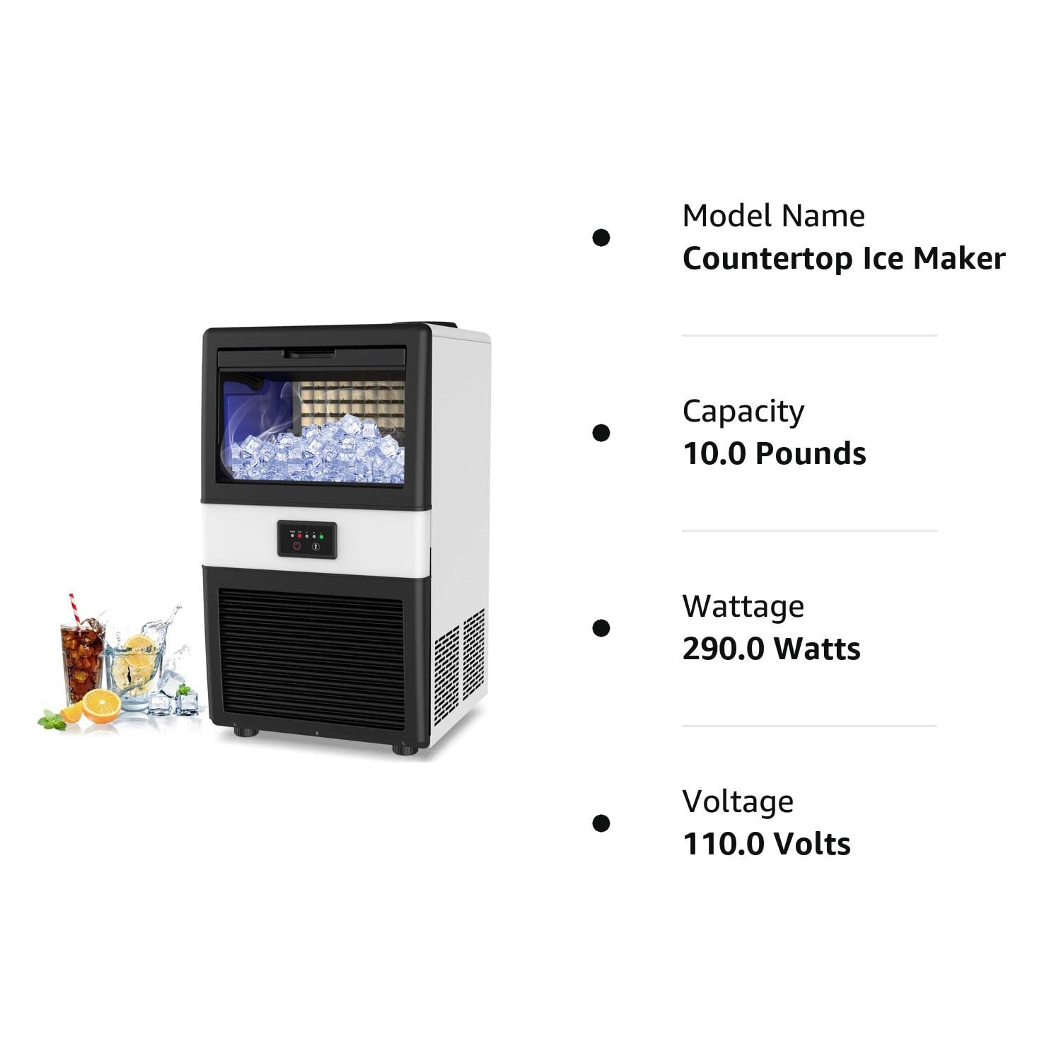 Commercial Ice Maker, 100LBS/24H Under Counter Ice Maker Machine w/Large Ice Bin, 45 Ice Cubes/Cycle, 2 Water Inlet Modes, Self Clean, 24H Timer, Large Ice Makerfor Bar, Coffee Shop