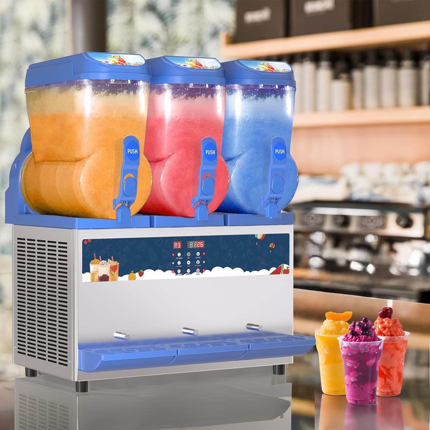 Commercial Slushy Machine,15L Frozen Drink Margarita Machine Smoothie Slushy Maker Stainless Steel 500W, 3.96Gal Ideal for Cafe Bars