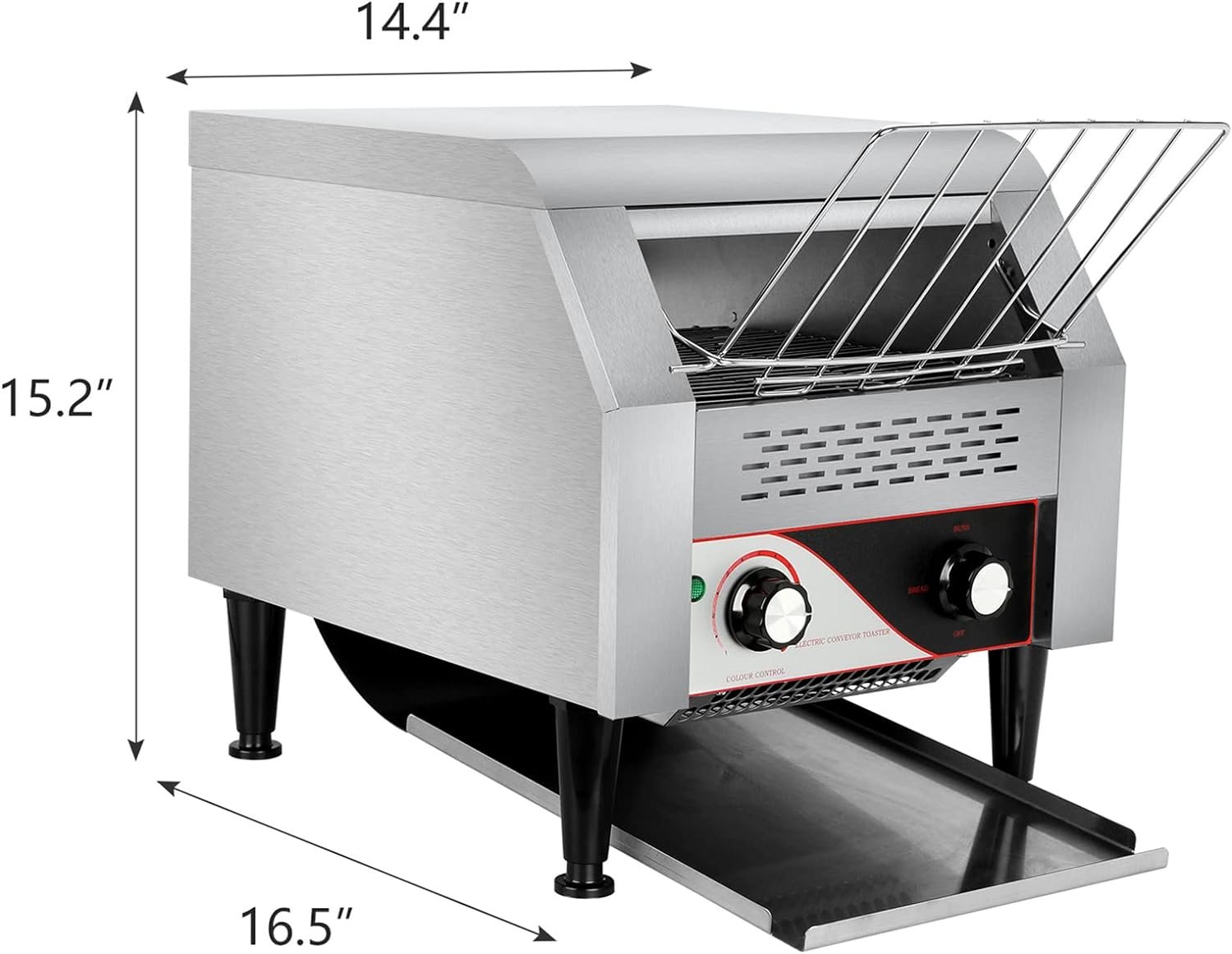 Conveyor Commercial Toaster, Electric Stainless Steel Toaster 300 Slices/H 2.2KW Countertop Toaster Heavy Duty 100% 304 Foodgrade Silver Bread Toaster for Home Restaurants Bakery Use