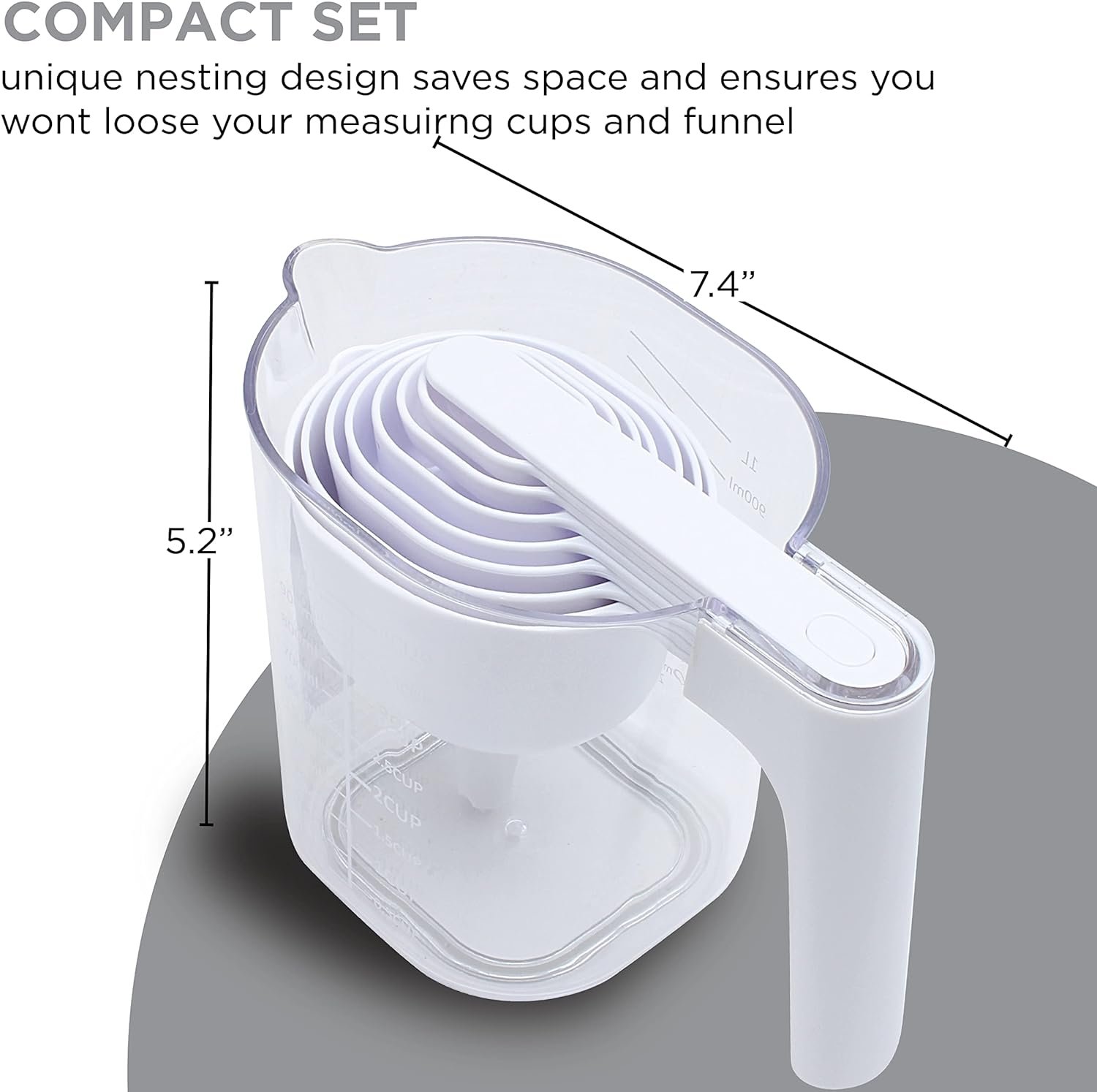 COOK WITH COLOR Measuring Cup Set - 9 PC. Nesting Stackable Liquid Measure Cup, Dry Measuring Cups and Spoons with Funnel and Scraper (Black) COOK WITH COLOR Measuring Cup Set - 9 PC. Nesting Stackable Liquid Measure Cup, Dry Measuring Cups and Spoons with Funnel and Scraper (Black)