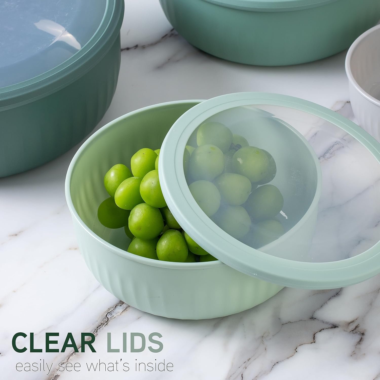 COOK WITH COLOR Prep Bowls - Wide Mixing Bowls Nesting Plastic Meal Prep Bowl Set with Lids - Small Bowls Food Containers in Multiple Sizes (Blue Ombre)