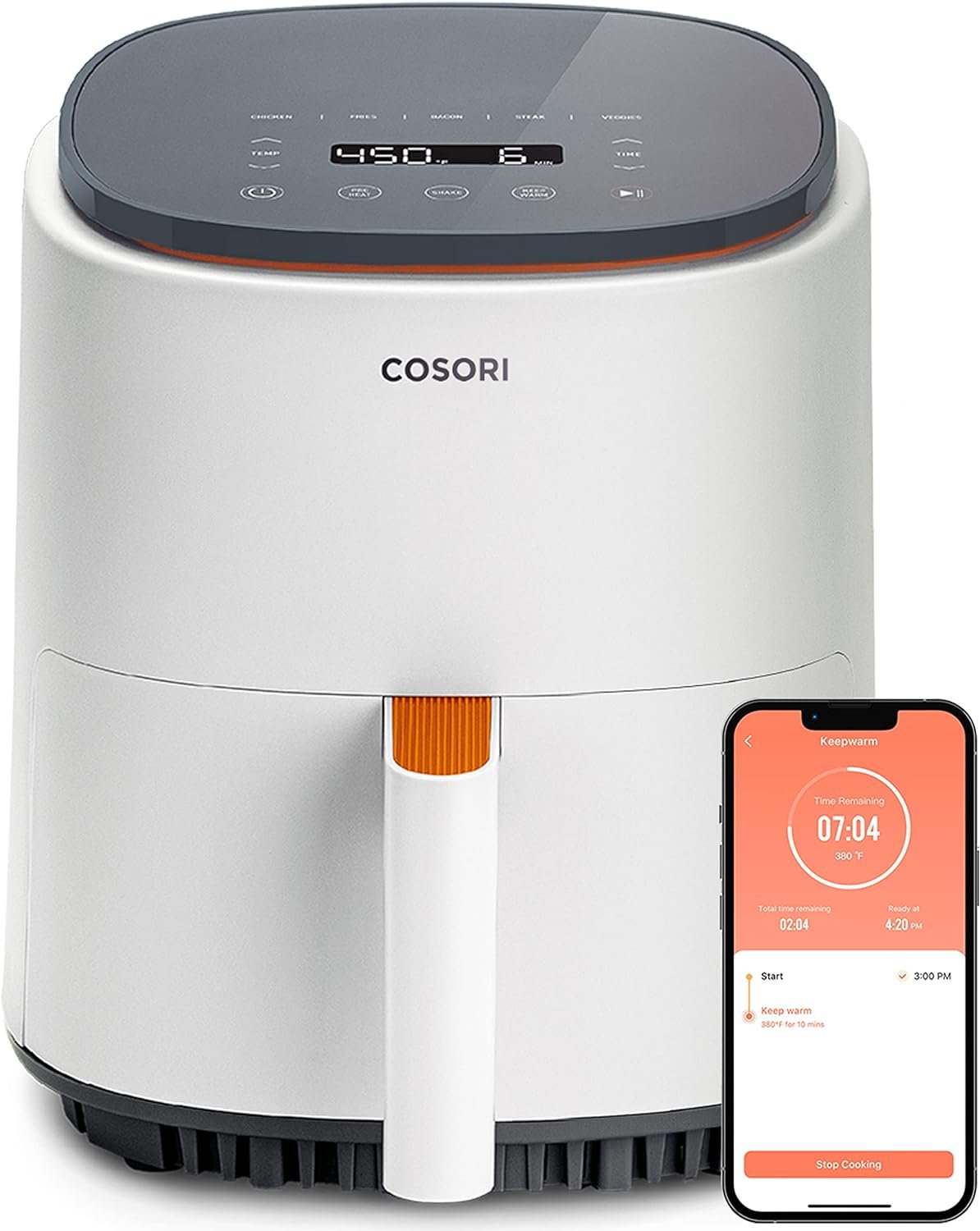 COSORI Air Fryer 4 Qt, 7 Cooking Functions Airfryer, 150+ Recipes on Free App, 97% less fat Freidora de Aire, Dishwasher-safe, Designed for 1-3 People, Lite 4.0-Quart Smart Air Fryer, White COSORI Air Fryer 4 Qt, 7 Cooking Functions Airfryer, 150+ Recipes on Free App, 97% less fat Freidora de Aire, Dishwasher-safe, Designed for 1-3 People, Lite 4.0-Quart Smart Air Fryer, White