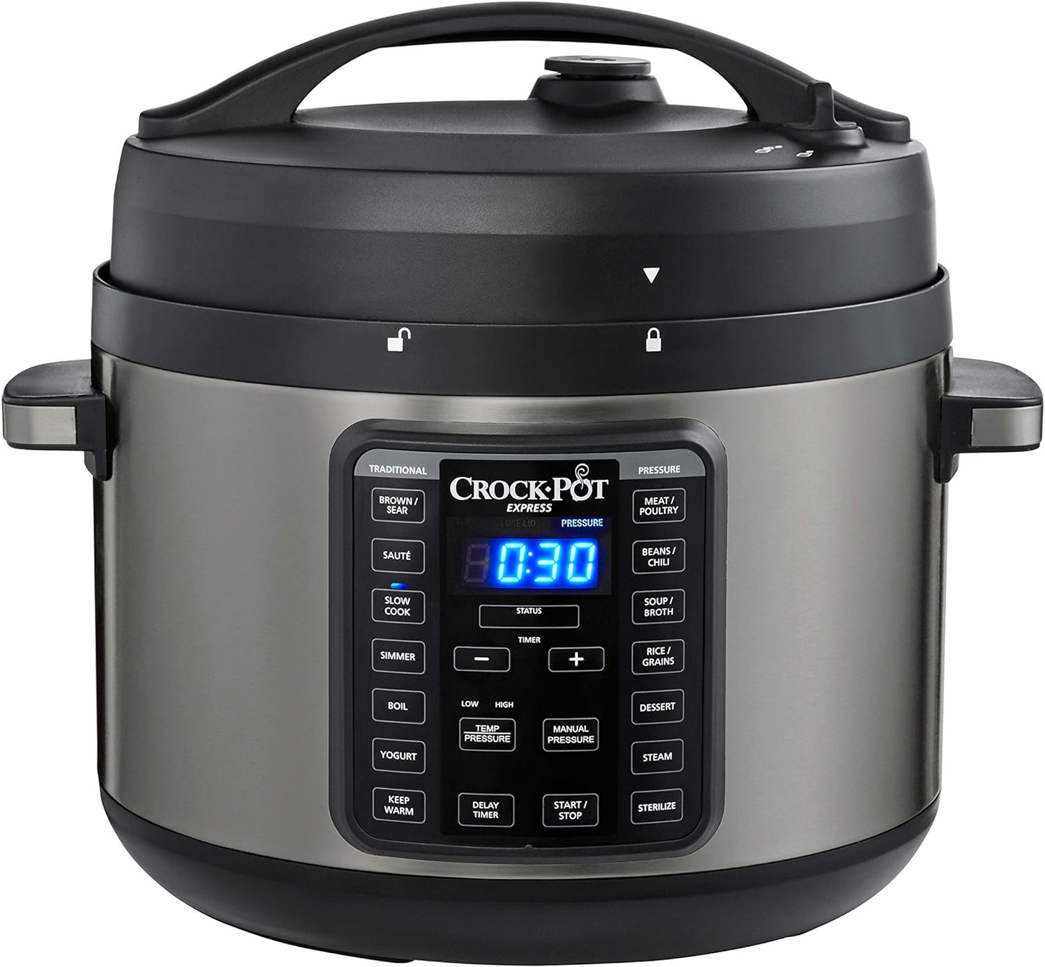Crock-Pot 2097590 10-Qt. Express Crock Multi-Cooker with Easy Release Steam Dial, 10QT, Black Stainless Crock-Pot 2097590 10-Qt. Express Crock Multi-Cooker with Easy Release Steam Dial, 10QT, Black Stainless