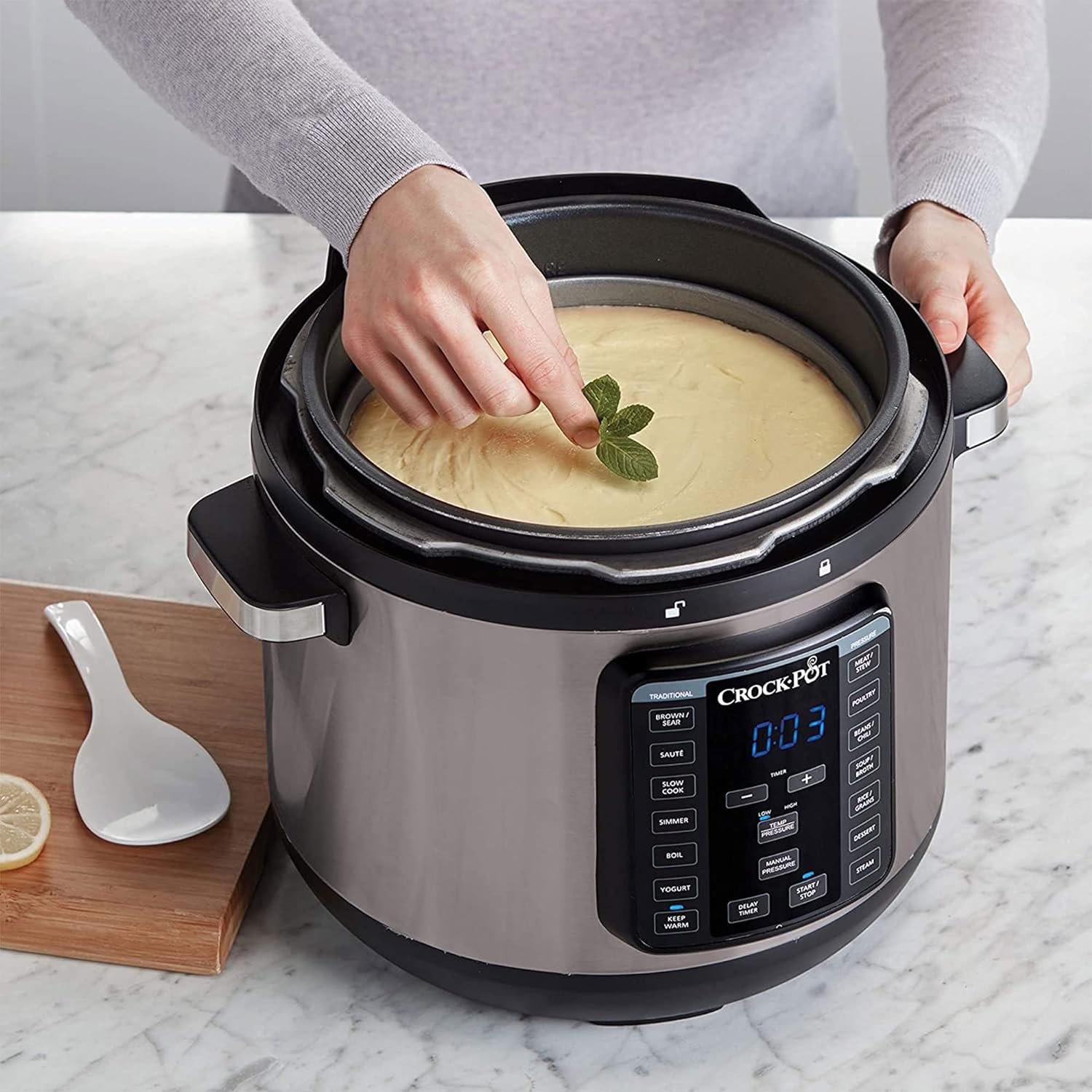 Crock-Pot 8-Quart Multi-Use XL Express Crock Programmable Slow Cooker and Pressure Cooker with Manual Pressure, Boil  Simmer, Black Stainless