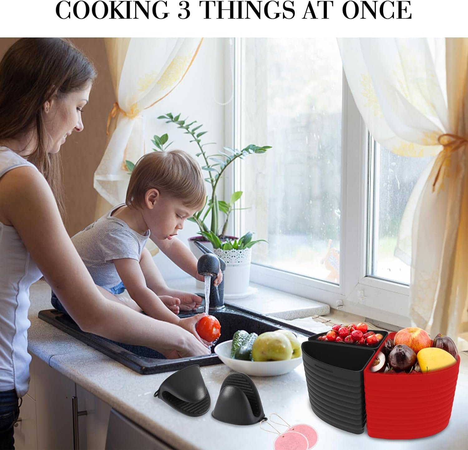 Crock Pot Dividers Silicone For Crock Pot 6-8 QT,Slow Cooker Divider Allows Cooking Two Different Meals At Once Time, Slow Cooker Silicone Liner Safe For Dishwasher, BPA Free