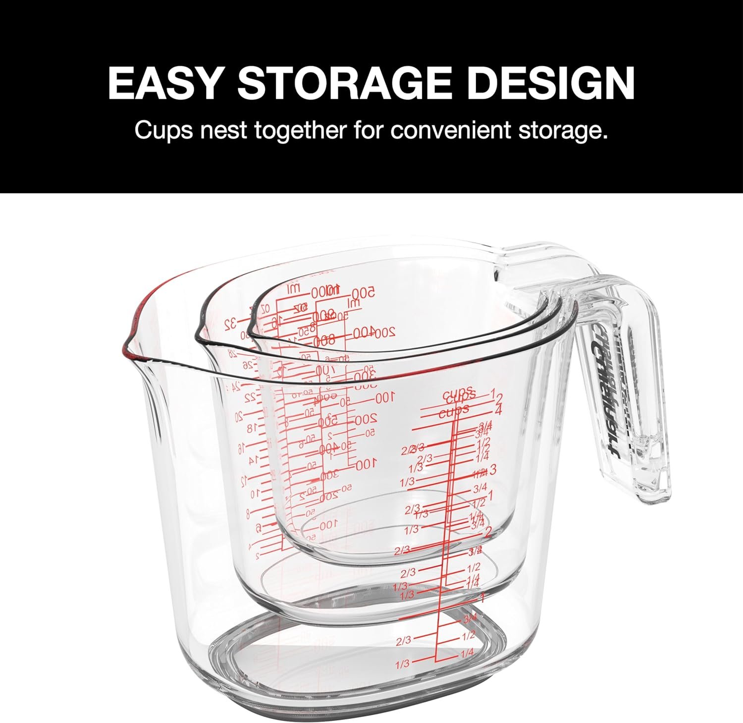 Cuisinart Nesting Liquid Measuring Cups, Clear, 3-Piece, CTG-00-3MC