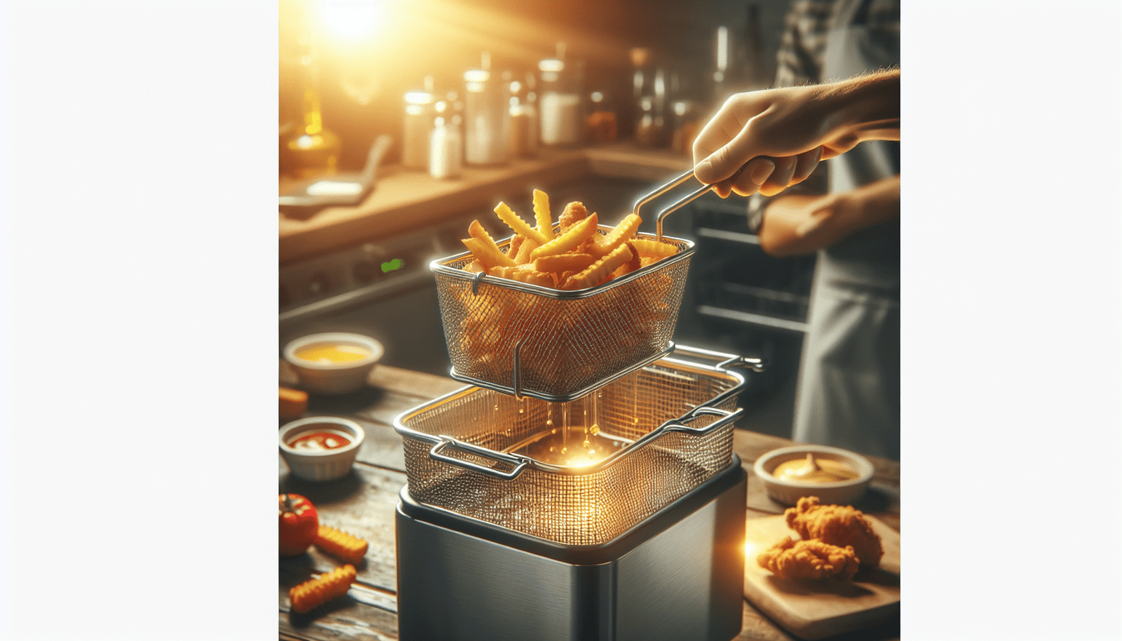 Culinary Depot FB-30/FB-30 Fryer Basket Set of-2 13-1/4 x 6-1/2with Plastic Green Handle Kitchen Couture Sandwich Maker