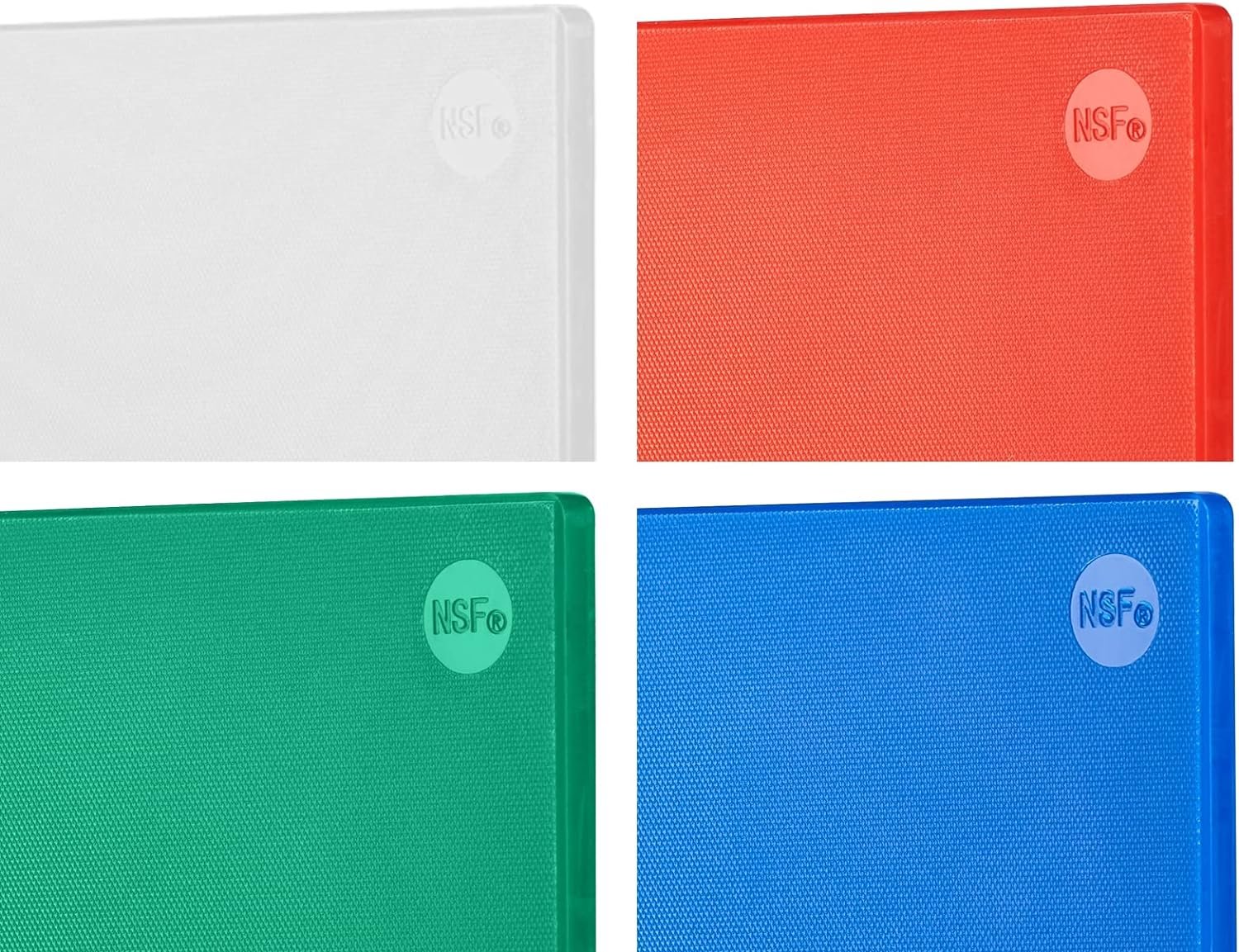 CURTA Cutting Boards for Kitchen, 20 x 14 x 0.5 4-Piece (White, Red, Green, Blue) Color Coded Plastic Chopping Board with Anti Slip Surface Dishwasher Safe