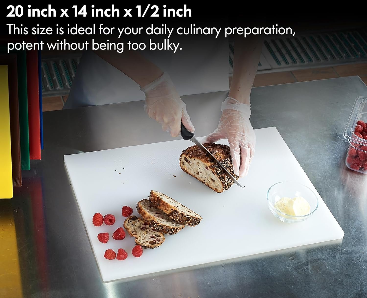 CURTA Cutting Boards for Kitchen, 20 x 14 x 0.5 4-Piece (White, Red, Green, Blue) Color Coded Plastic Chopping Board with Anti Slip Surface Dishwasher Safe