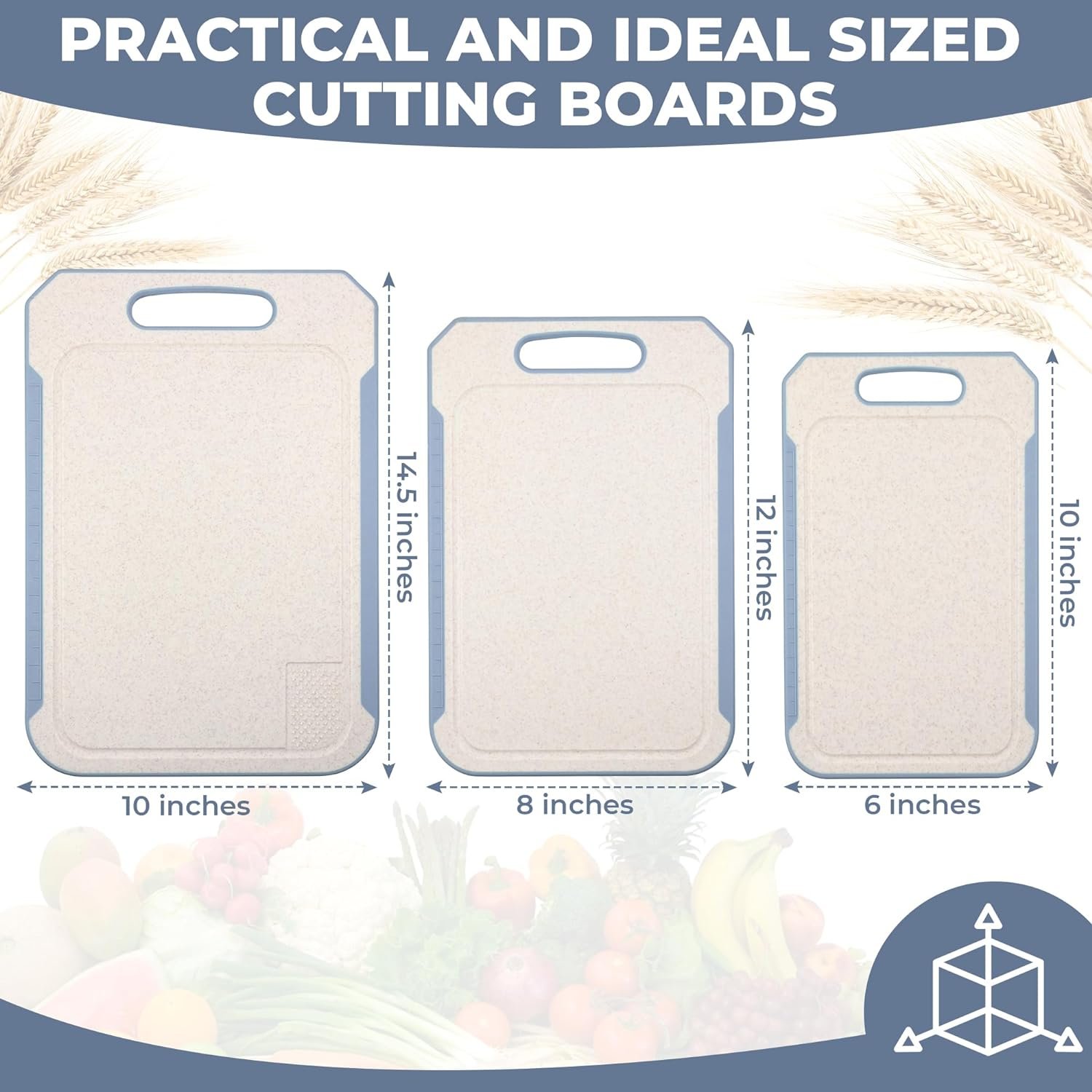 Cutting Board Set - Eco-Conscious Chopping Boards for Kitchen Made from Natural Food Grade Wheat Straw Fiber Plastic - No BPA Naturally Degradable - Small, Medium, Large Size, 3-Pack Cutting Board Set - Eco-Conscious Chopping Boards for Kitchen Made from Natural Food Grade Wheat Straw Fiber Plastic - No BPA Naturally Degradable - Small, Medium, Large Size, 3-Pack
