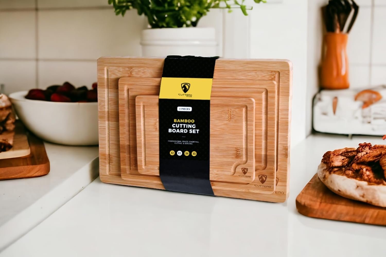 Cutting Boards for Kitchen - Bamboo Cutting Board, Cutting Boards w/Juice Grooves, Thick Chopping Board for Meat, Veggies, Easy Grip Handle - Kitchen Gadgets Gift Cutting Boards for Kitchen - Bamboo Cutting Board, Cutting Boards w/Juice Grooves, Thick Chopping Board for Meat, Veggies, Easy Grip Handle - Kitchen Gadgets Gift