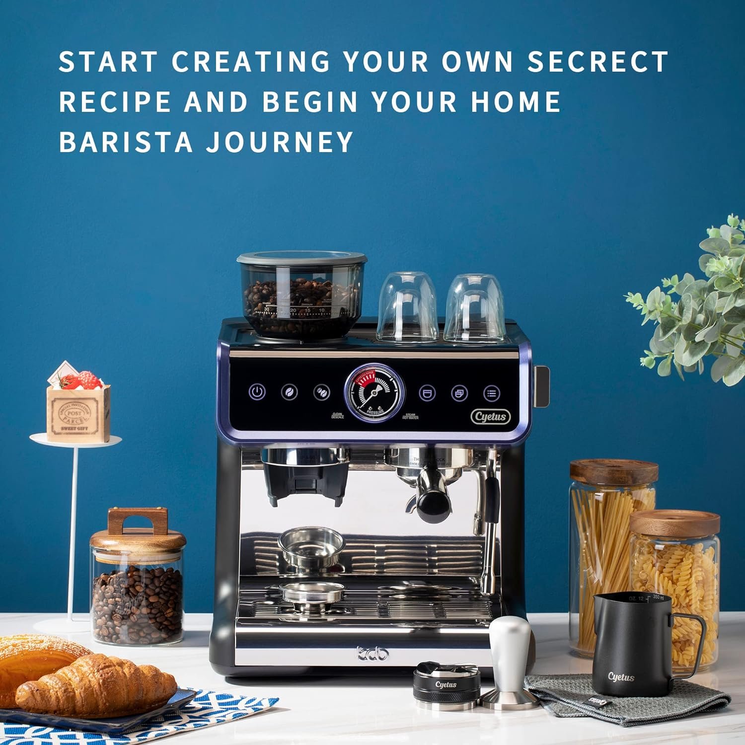 cyetus-all-in-one-espresso-machine-for-home-barista-cyk7601-coffee-grinder-milk-steam-frother-wand-for-espresso-cappucci - Cooking Appliance World