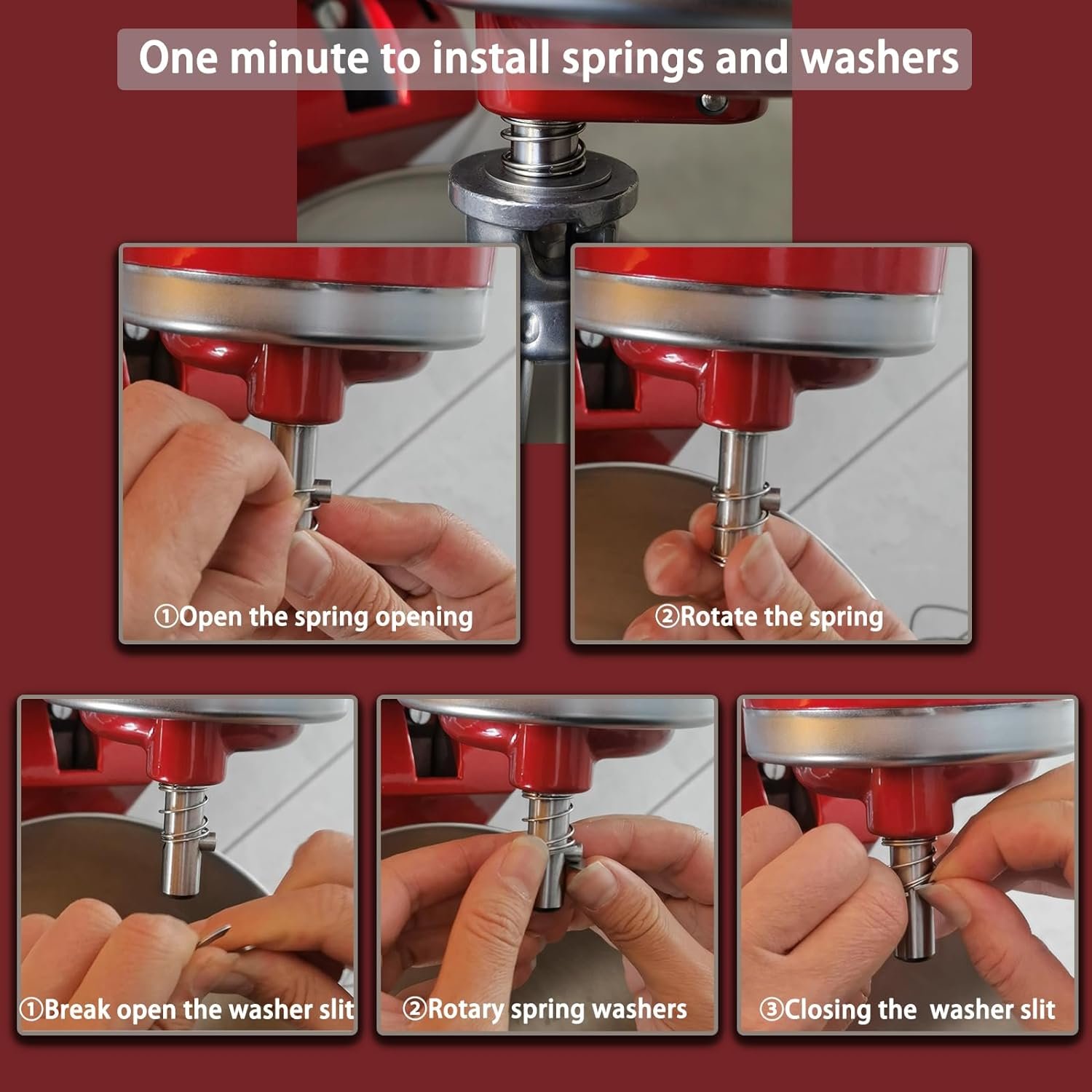 DaapYoow Quick Install OEM Spring and Washer For Kitchen Mixers,Protect and extend the life of the mixer.Requires no tools.Very easy to install.Stainless steel