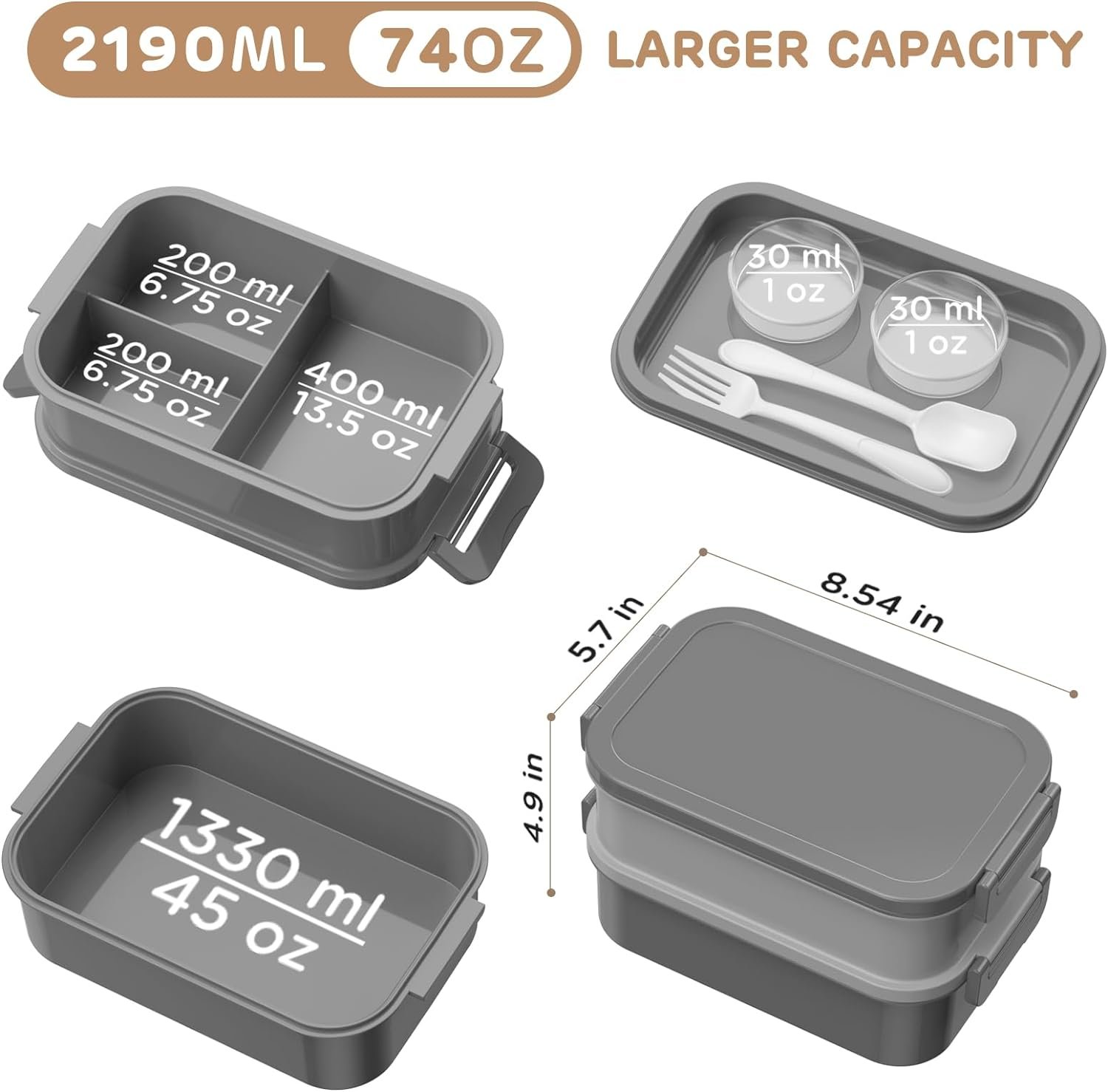 DaCool 74 OZ All-in-One Stackable Lunch Box, Morandi-Green, BPA Free, Polypropylene DaCool 74 OZ All-in-One Stackable Lunch Box, Morandi-Green, BPA Free, Polypropylene