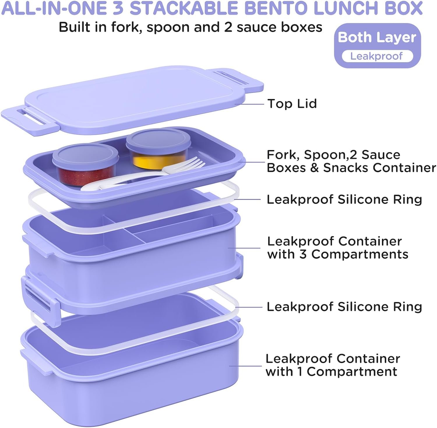 DaCool 74 OZ All-in-One Stackable Lunch Box, Morandi-Green, BPA Free, Polypropylene DaCool 74 OZ All-in-One Stackable Lunch Box, Morandi-Green, BPA Free, Polypropylene