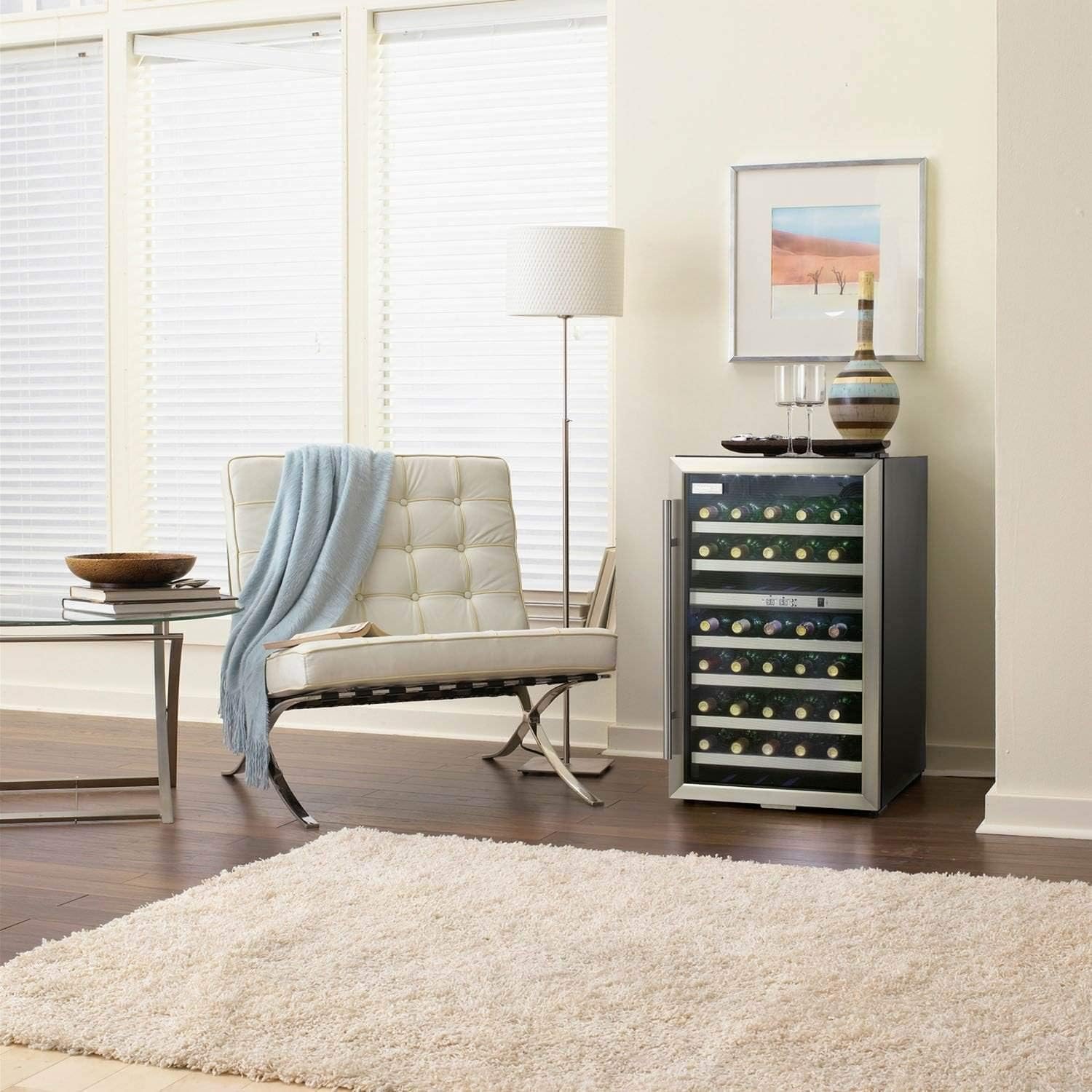 Danby DWC114BLSDD Designer 38-Bottle Dual-Zone Wine Cooler, Black/Stainless Steel/Glass Beverage Center Danby DWC114BLSDD Designer 38-Bottle Dual-Zone Wine Cooler, Black/Stainless Steel/Glass Beverage Center