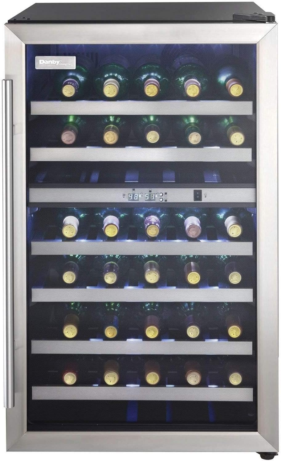 Danby DWC114BLSDD Designer 38-Bottle Dual-Zone Wine Cooler, Black/Stainless Steel/Glass Beverage Center Danby DWC114BLSDD Designer 38-Bottle Dual-Zone Wine Cooler, Black/Stainless Steel/Glass Beverage Center