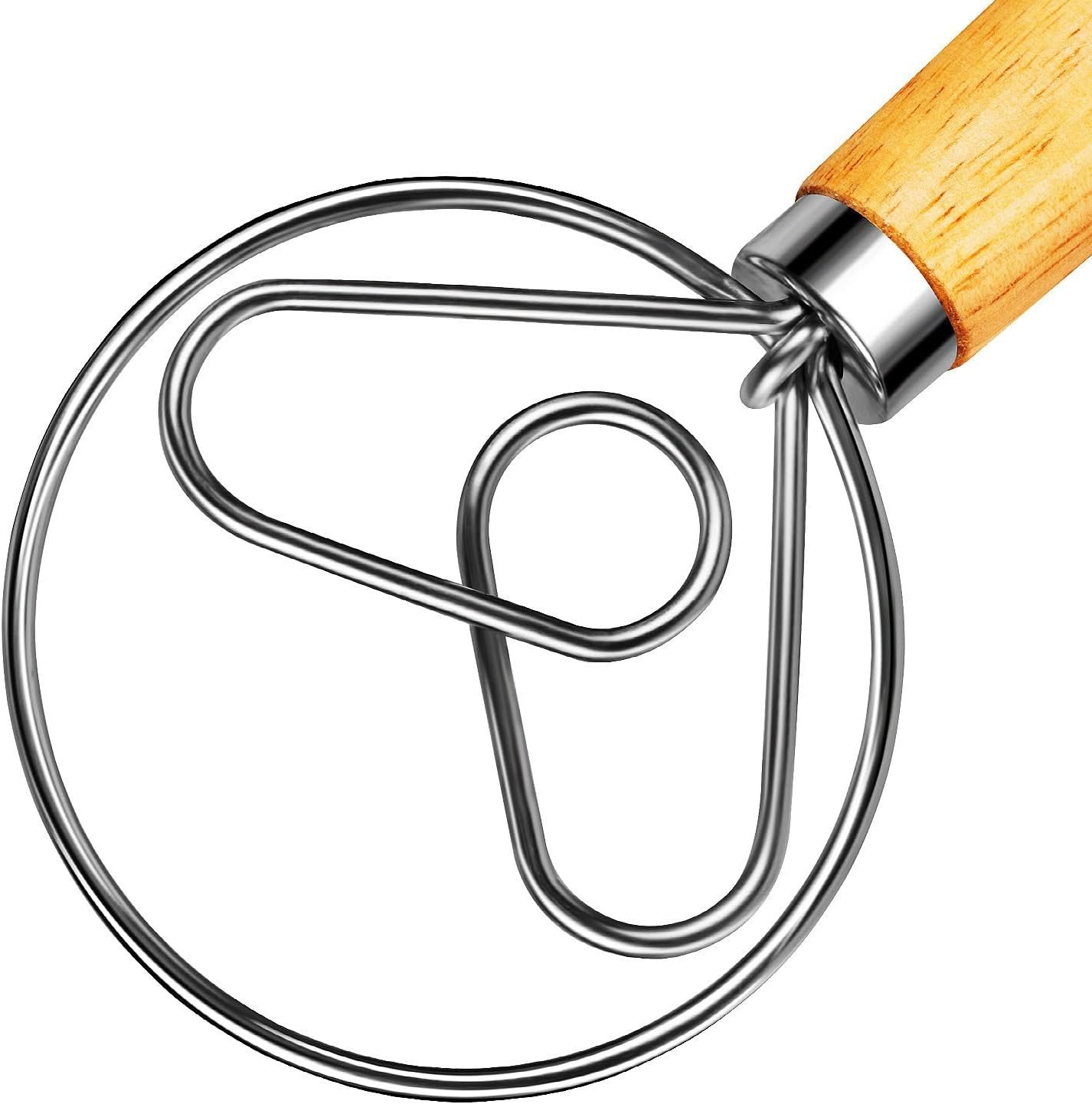 Danish Dough Whisk Stainless Steel Dough Hook Dutch Style Bread Dough Mixer Wooden Handle for Sourdough and Bread Dough Making Mixing Whisking Tool,Bread Whisk 13 Inch Danish Dough Whisk Stainless Steel Dough Hook Dutch Style Bread Dough Mixer Wooden Handle for Sourdough and Bread Dough Making Mixing Whisking Tool,Bread Whisk 13 Inch
