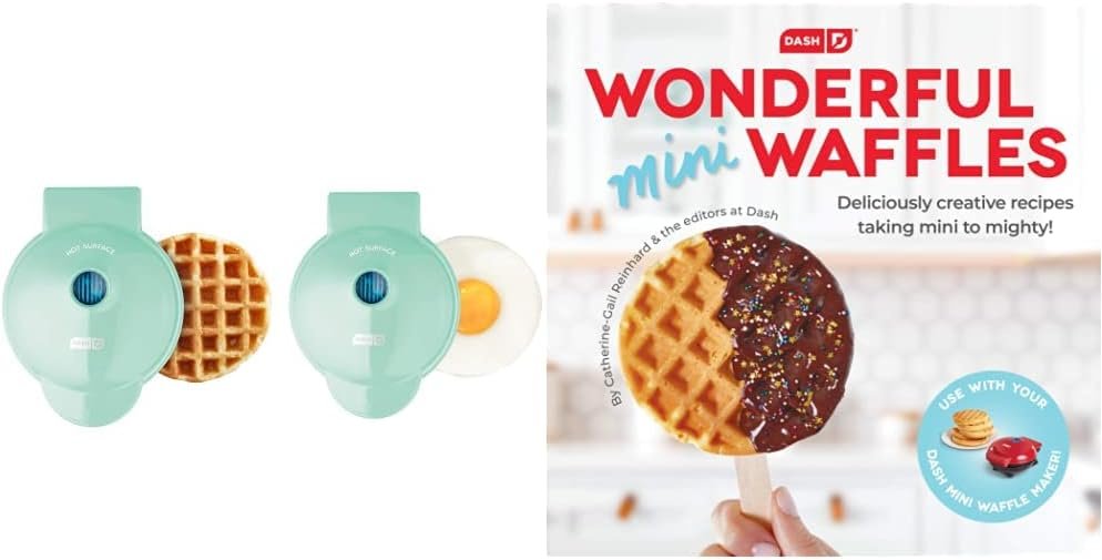 DASH Mini Waffle Maker + Grill + Griddle, 3 in 1 Pack - Red/Aqua/White
