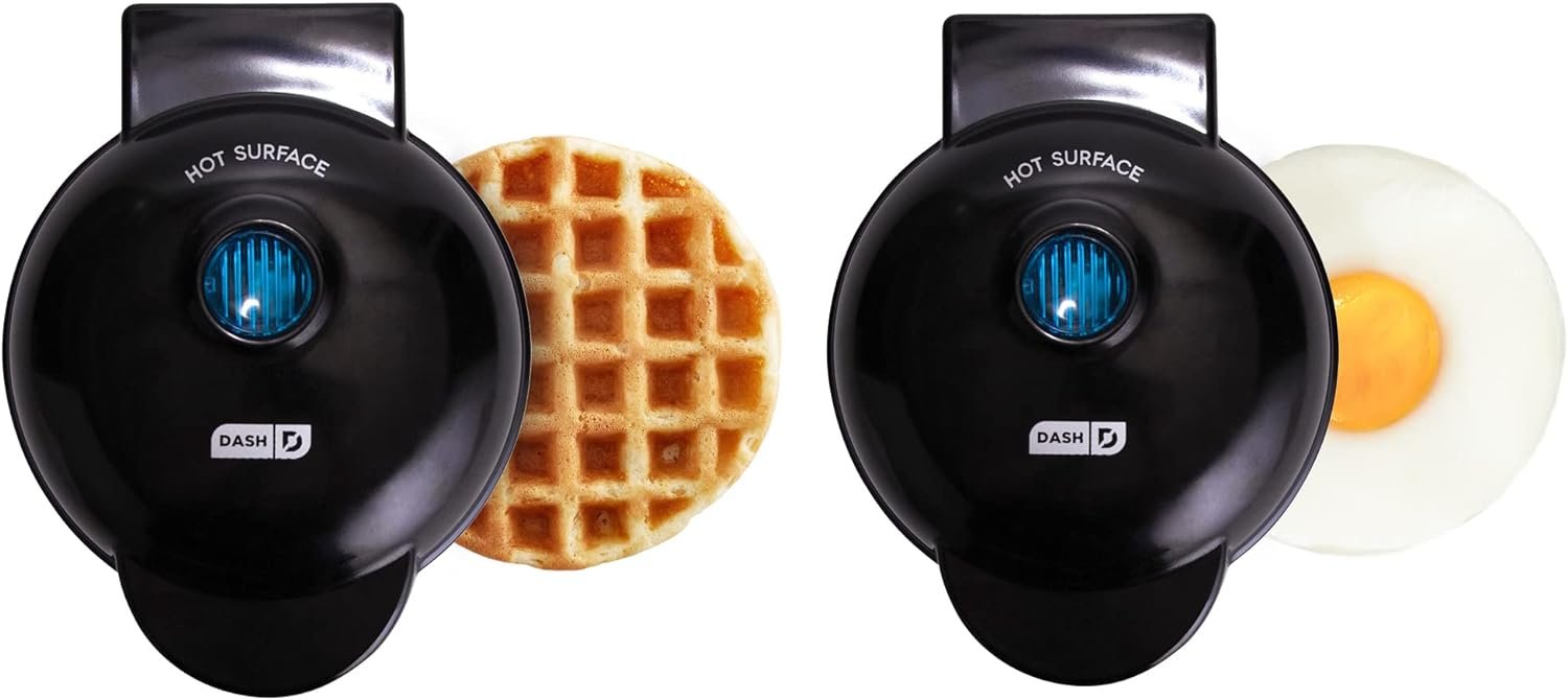DASH Mini Waffle Maker + Grill + Griddle, 3 in 1 Pack - Red/Aqua/White