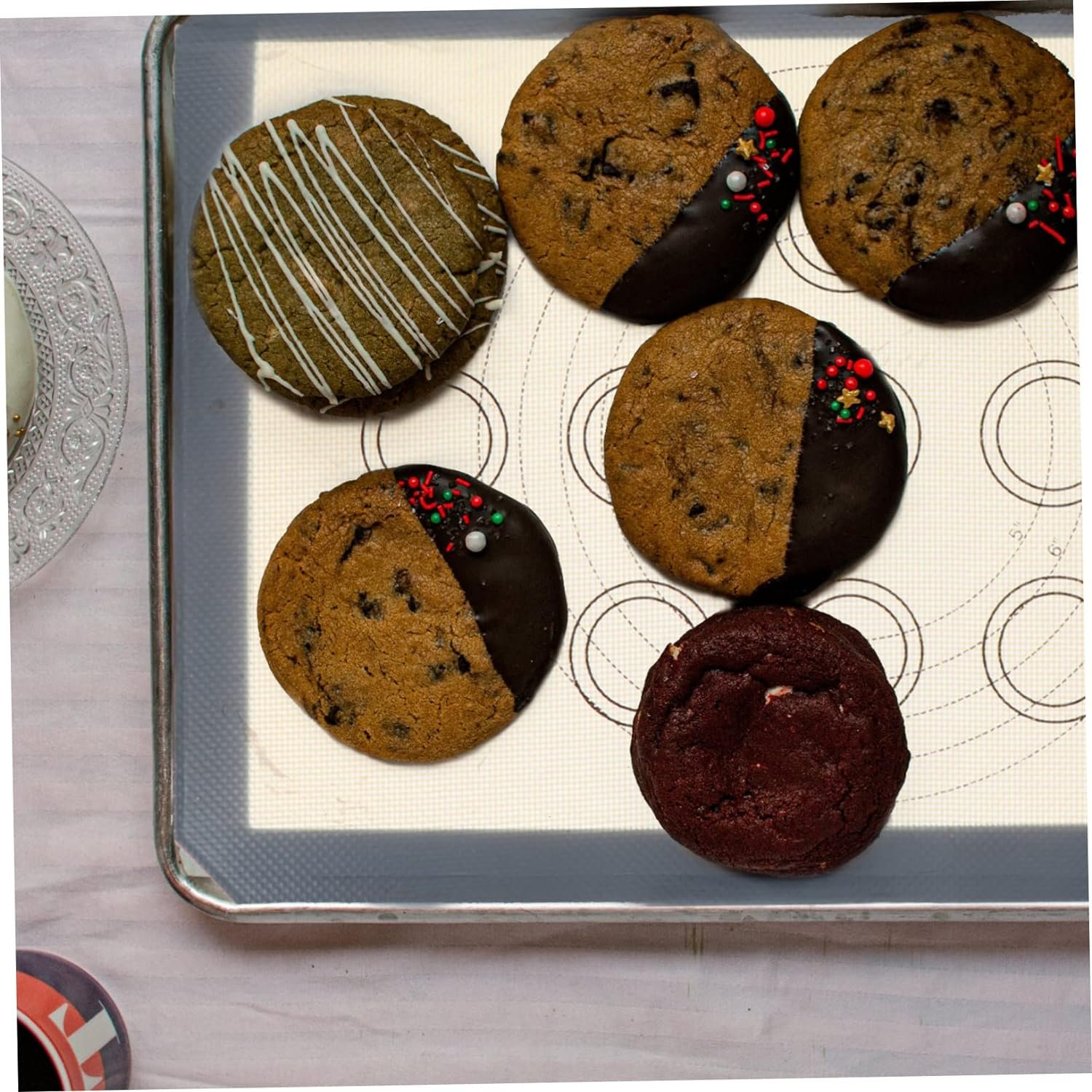 DECHOUS 3pcs Silicone Baking Mat Silicone Counter Mat Baking Grill Mat Oven Baking Mat Silicone Bakeware Macaron Baking Mat Baking Pans Pastry Mat Cake Mat Glass