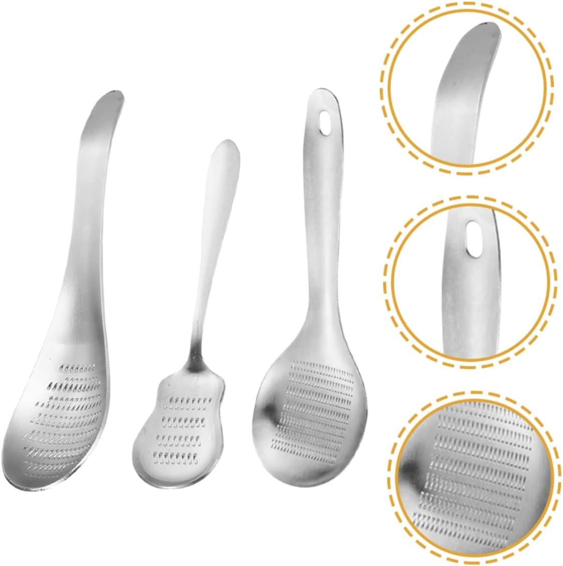 DECHOUS 3pcs Stainless Steel Ginger Grinder Hand Blenders Stainless Steel Garlic Press Cheese Graters Ginger Press Reusable Food Grater Onion Grater Carrot Household Products