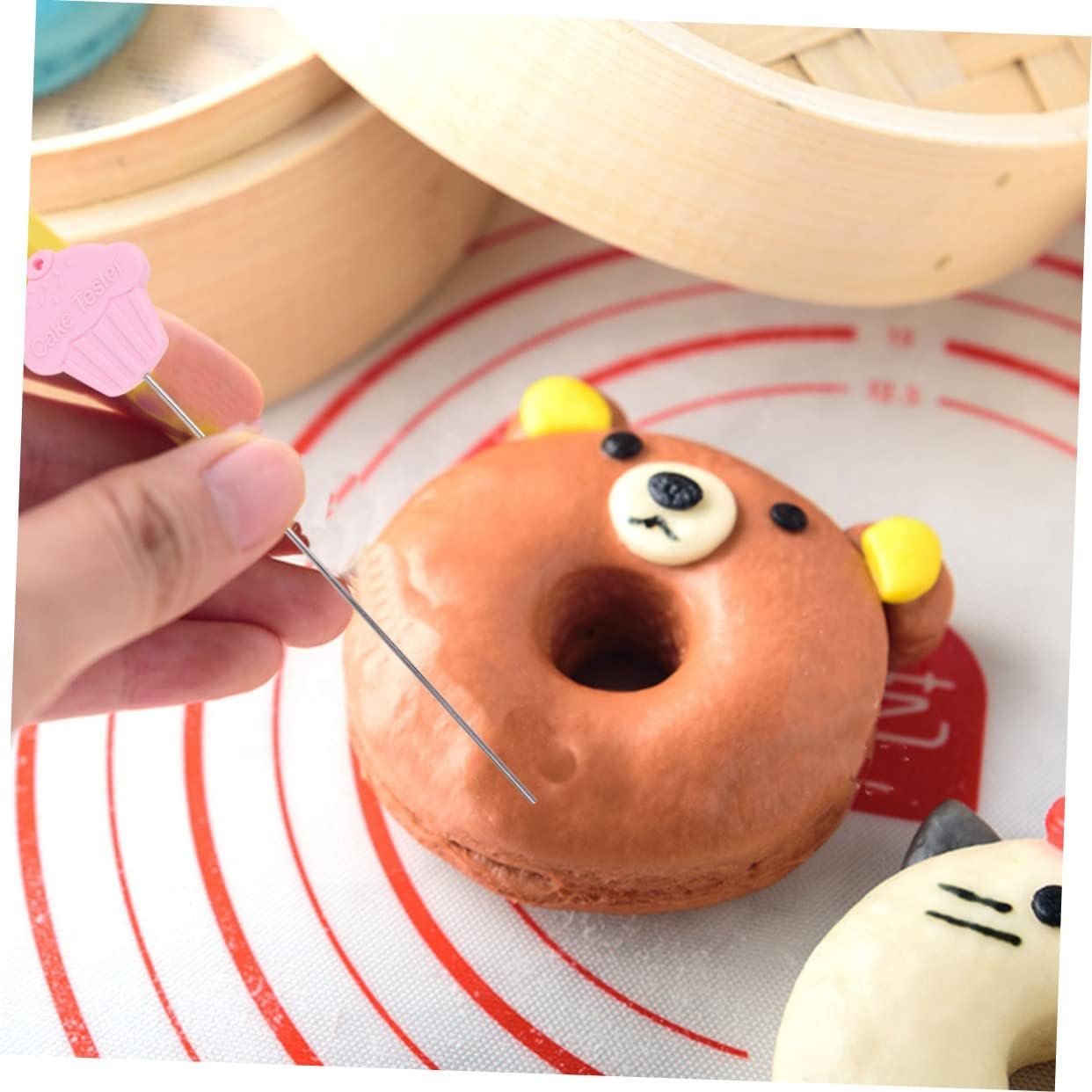 DECHOUS 6 Pcs Cooking Bread Accessories Metal Cake Testing Tool Wire Cake Tester Gallon Pitcher Cake Bread Tester Baking Tester Cookie Cake Baking Tool Red Muffin Stainless Steel