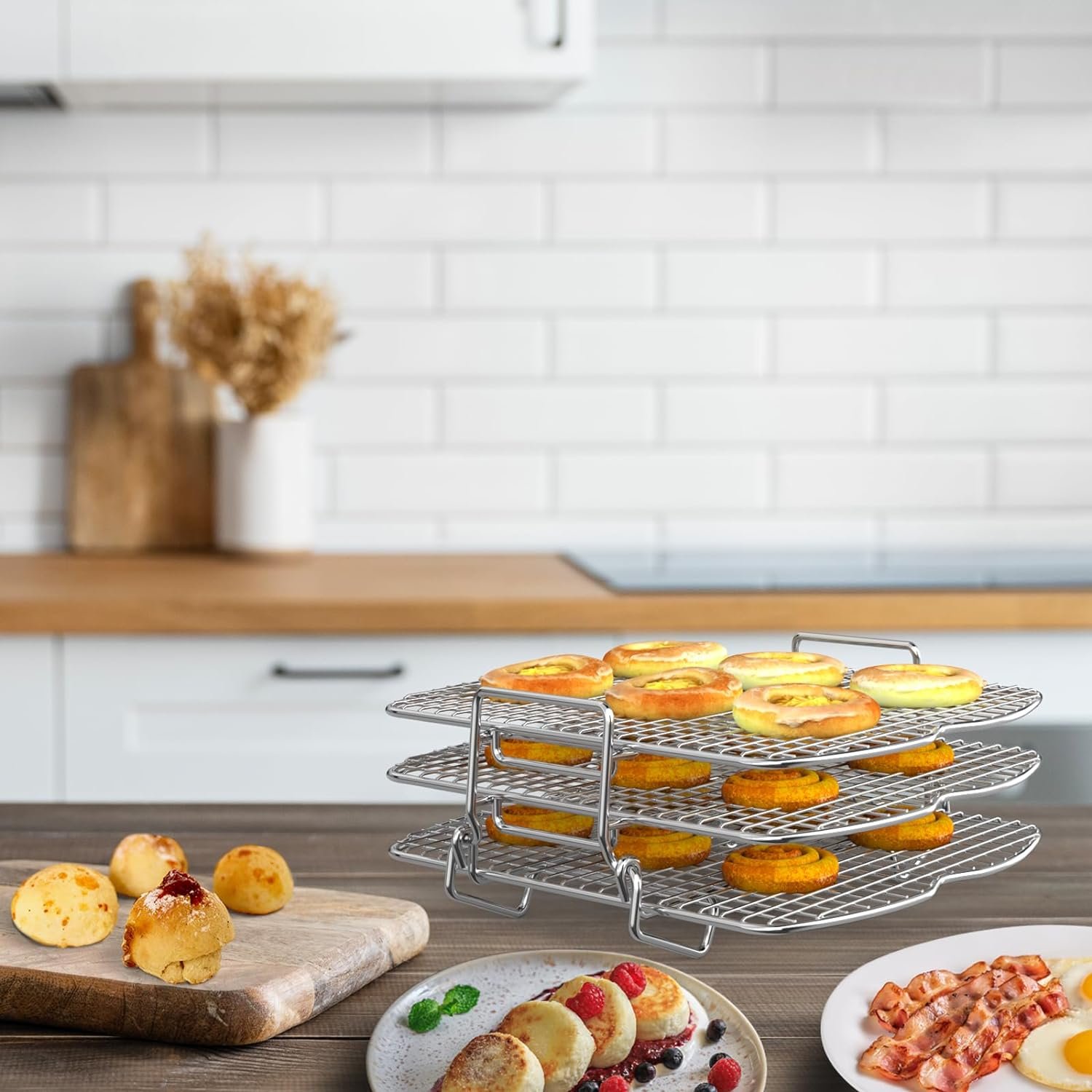 Dehydrator Stand Rack for Ninja Foodi AG300 Grill, 3 Stackable Layers Dehydrator Stand for Ninja Foodi AG300 Accessories, Rectangle Air Fryer Accessories for Ninja AG300 AG301 Foodi Grills