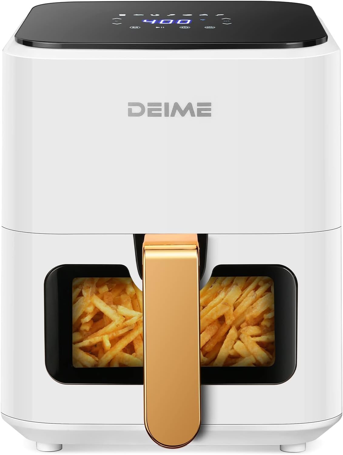 DEIME Air Fryer 4.2 QT Oilless Hot AirFryer 1200W Healthy Cooker Small Oven with 7 Presets, Digital LCD Touch Screen, Visual Cooking Window, Non-Stick Basket, Included Recipe (White) DEIME Air Fryer 4.2 QT Oilless Hot AirFryer 1200W Healthy Cooker Small Oven with 7 Presets, Digital LCD Touch Screen, Visual Cooking Window, Non-Stick Basket, Included Recipe (White)