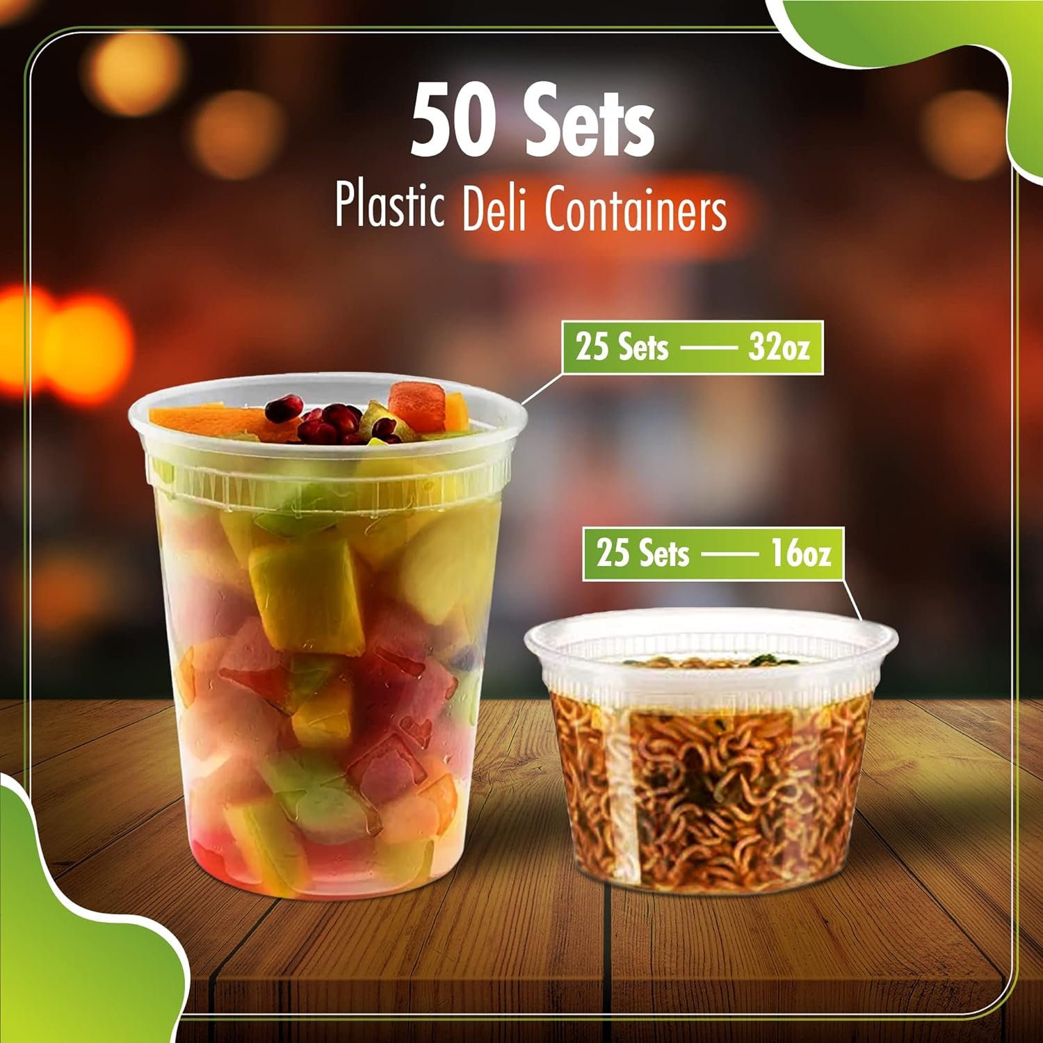 Deli Containers with Leakproof Lids-60 Sets [ 20sets-8oz, 20sets-16oz, 20sets-32oz] BPA-Free Plastic Microwaveable Clear Food Storage Container Premium Heavy-Duty, Freezer  Dishwasher Safe…
