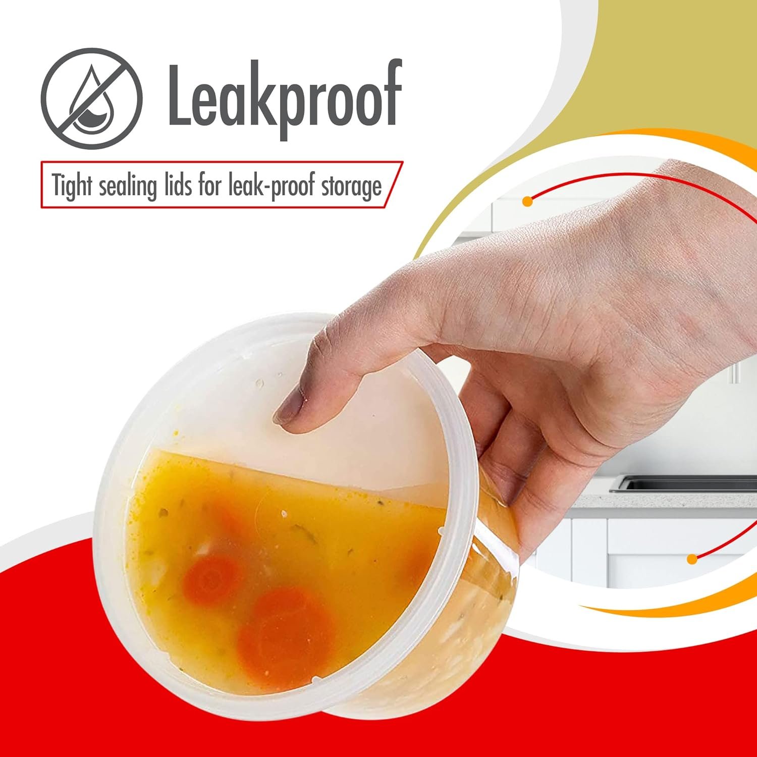 Deli Containers with Leakproof Lids-60 Sets [ 20sets-8oz, 20sets-16oz, 20sets-32oz] BPA-Free Plastic Microwaveable Clear Food Storage Container Premium Heavy-Duty, Freezer  Dishwasher Safe…