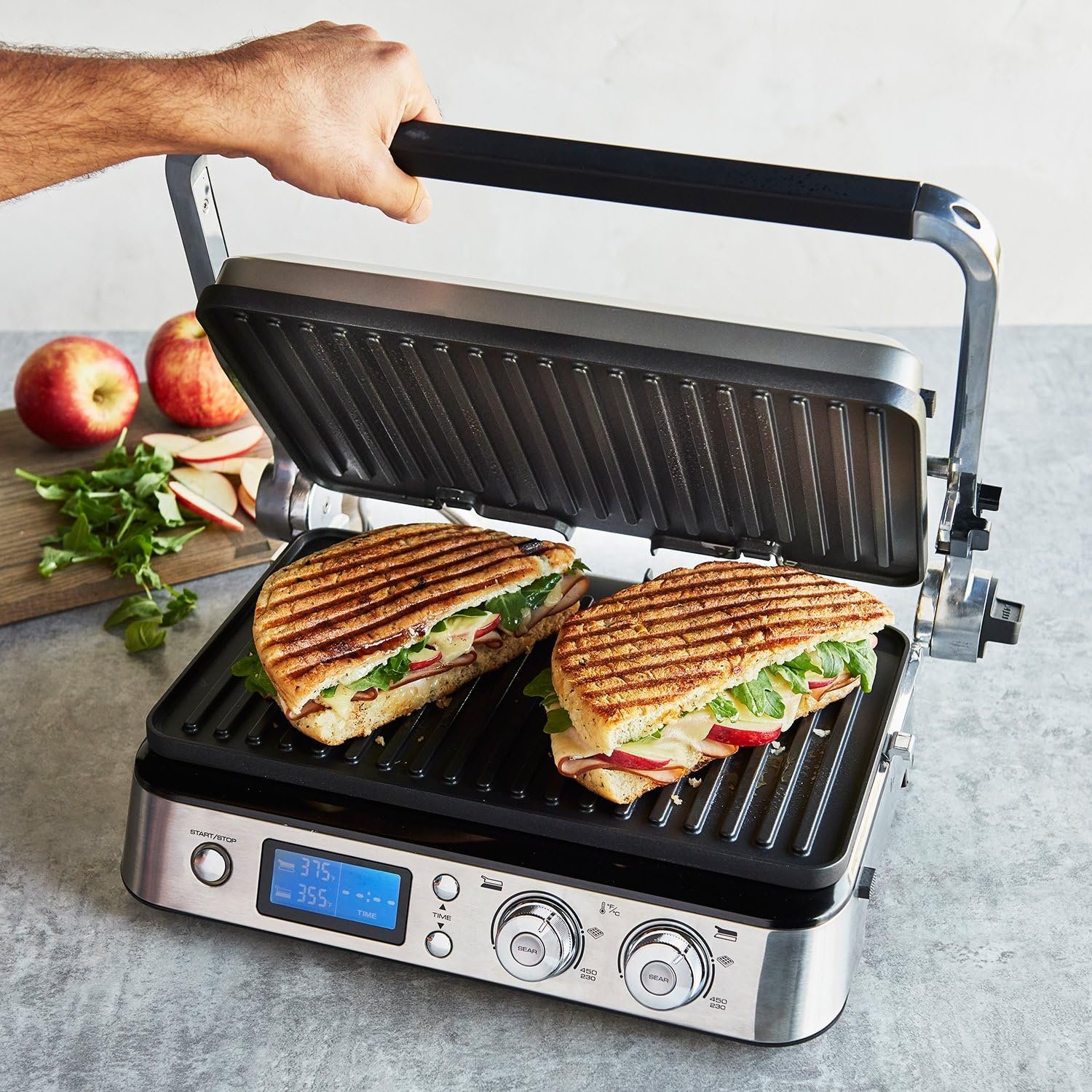 DeLonghi CGH1030D Livenza All-Day Grill, Griddle and Waffle Maker Silver Large