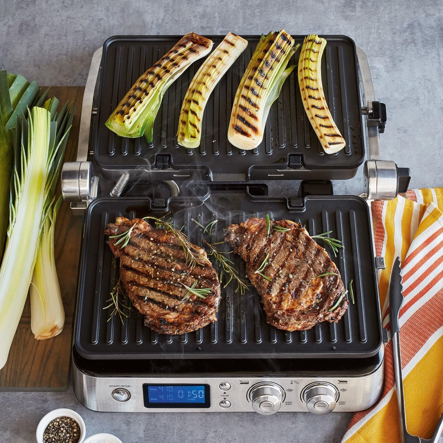 DeLonghi CGH1030D Livenza All-Day Grill, Griddle and Waffle Maker Silver Large