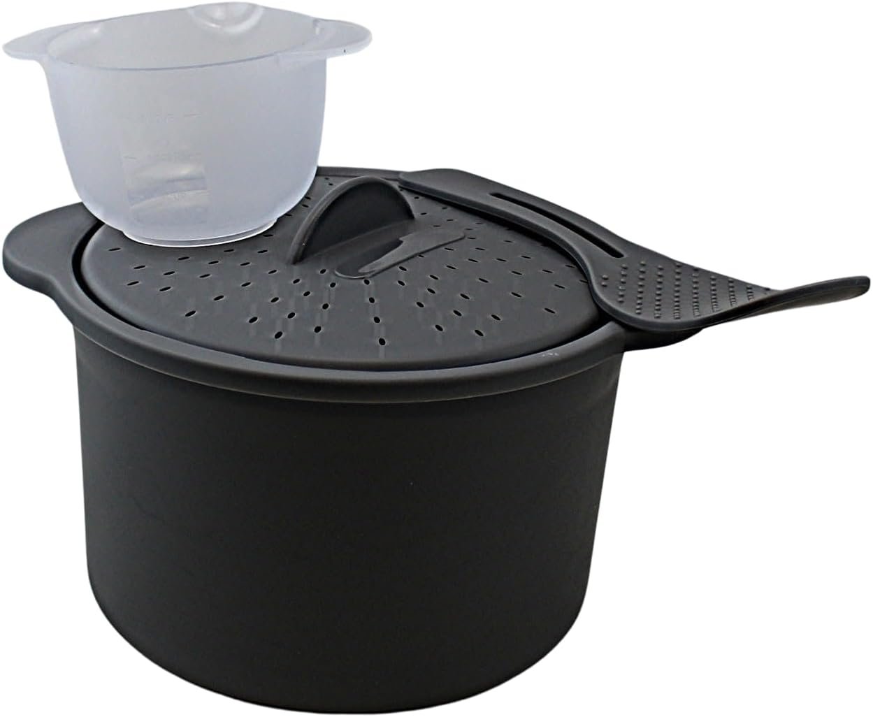 Dependable Industries Inc. Essentials Multi Use Microwave Rice and Grain Cooker Vegetable Steamer with Mixing Serving Paddle and Measuring Cup BPA Free 2.7L