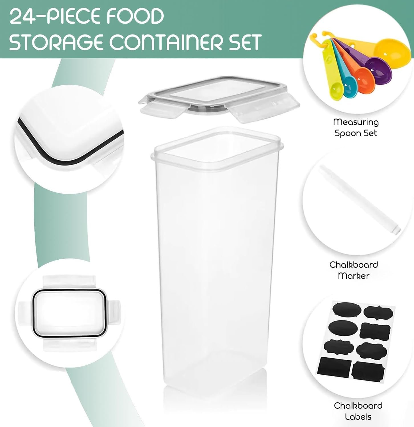 DEVELO Airtight Food Storage Containers – 24 Pack BPA Free Kitchen Organization Set for Pantry Organization and Storage, Plastic Canisters with Durable Lids Ideal for Cereal, Flour Sugar DEVELO Airtight Food Storage Containers – 24 Pack BPA Free Kitchen Organization Set for Pantry Organization and Storage, Plastic Canisters with Durable Lids Ideal for Cereal, Flour Sugar