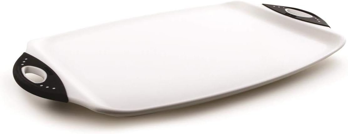 Dexas Chop  Serve Cutting Board, 12.5 by 20 inches, White with Black Handles