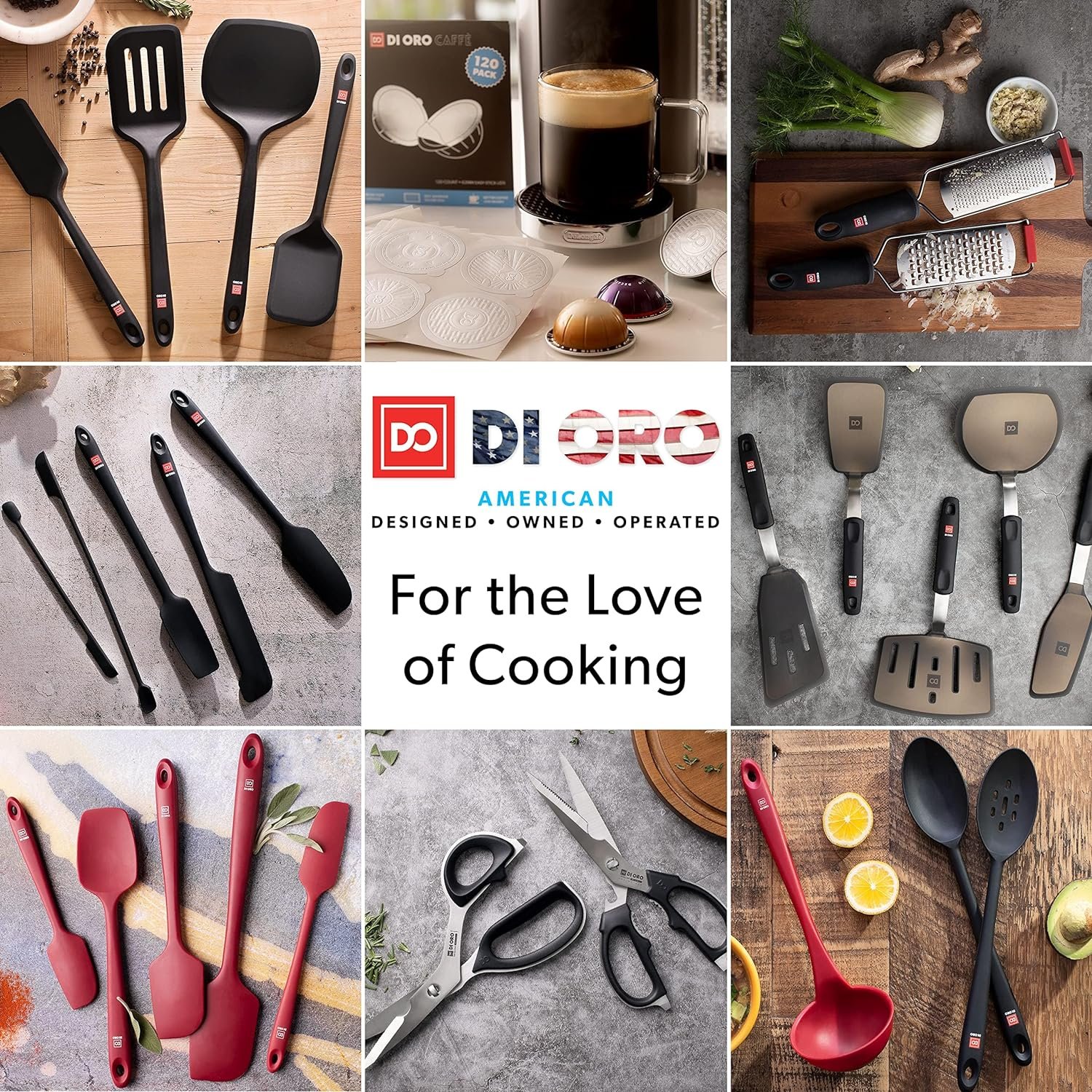 DI ORO Silicone Turner Spatula Set - Kitchen Spatulas for Nonstick Cookware - Cooking Utensils for Flipping Eggs  Pancakes - 600°F Heat-Resistant BPA Free Turners - Dishwasher Safe (4pc, Black)