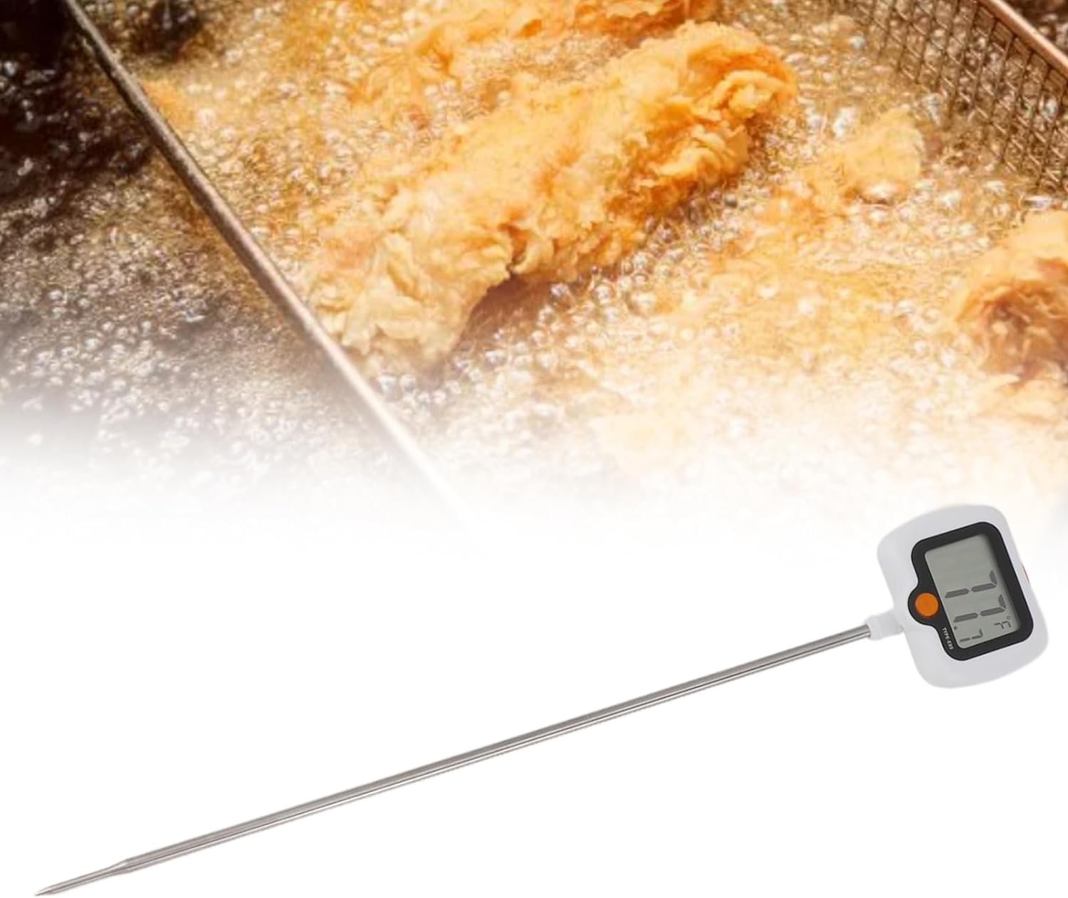 Digital Candy Thermometer with Pot Clip, Stainless Steel Oil Thermometer with 180 Degree Rotating Probe, Ideal for Grilling, Deep Fry, BBQ, and Food Cooking, Accurate and Easy to