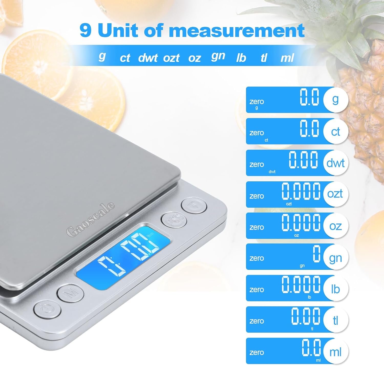 Digital Cooking Scale 3000g by 0.1g, Gaoscale Small Scale Grams High Accuracy Scale for Gram Scale, Kitchen Scale Digital Weight with Tare Function for Cooking, Baking ,7 Units, 2 Tray Digital Cooking Scale 3000g by 0.1g, Gaoscale Small Scale Grams High Accuracy Scale for Gram Scale, Kitchen Scale Digital Weight with Tare Function for Cooking, Baking ,7 Units, 2 Tray