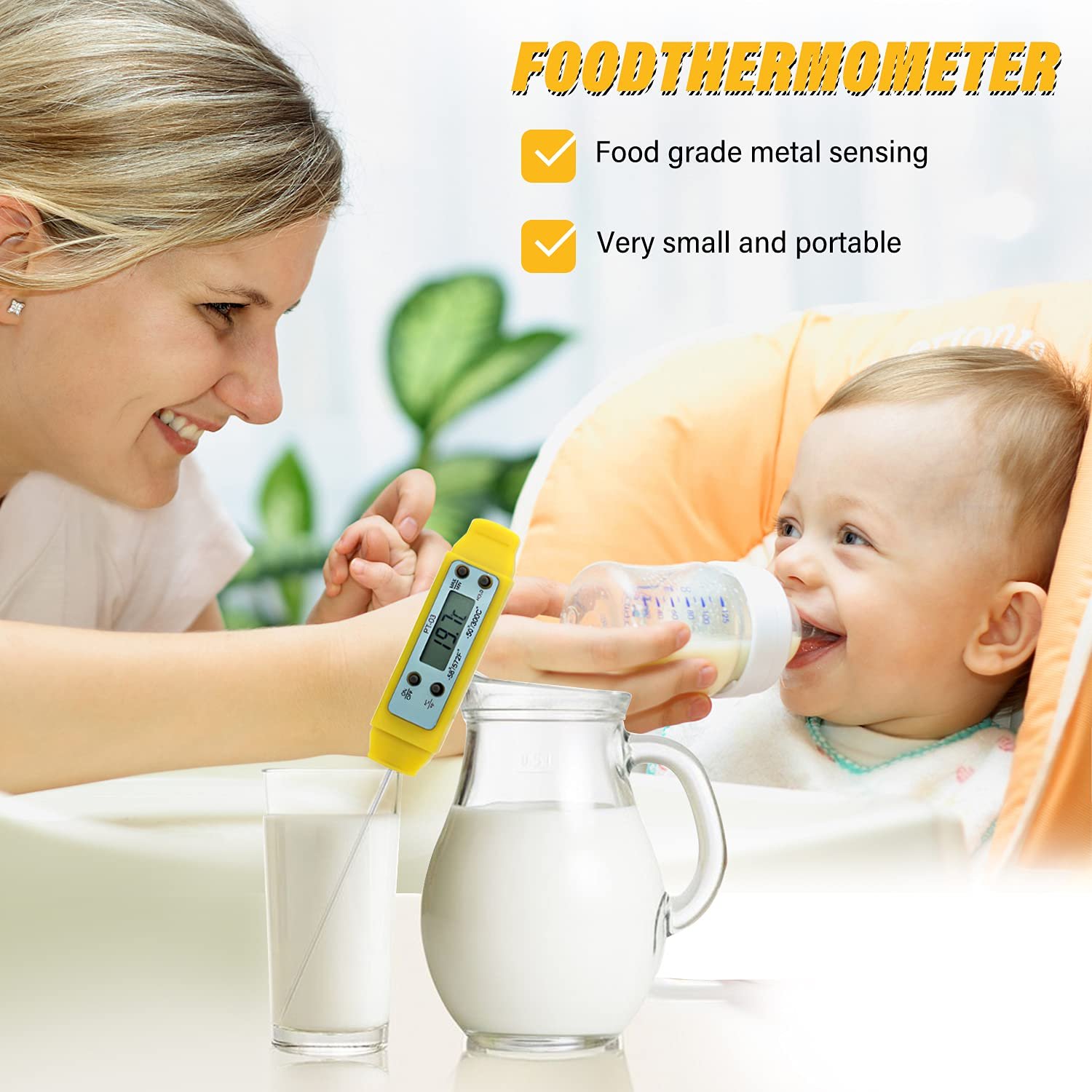 Digital Food Cooking Thermometer, 304 (18/10) Stainless Steel Thermometer Instant Read Meat Thermometer for BBQ Grill Smoker Milk and Water Digital Food Cooking Thermometer, 304 (18/10) Stainless Steel Thermometer Instant Read Meat Thermometer for BBQ Grill Smoker Milk and Water