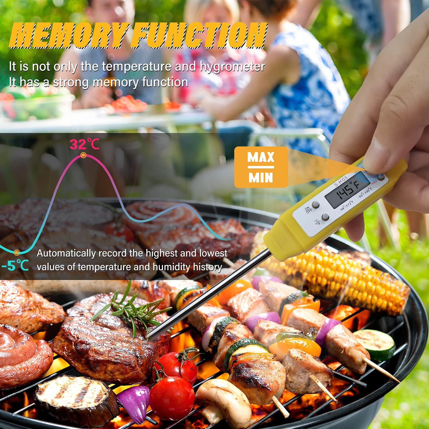 Digital Food Cooking Thermometer, 304 (18/10) Stainless Steel Thermometer Instant Read Meat Thermometer for BBQ Grill Smoker Milk and Water Digital Food Cooking Thermometer, 304 (18/10) Stainless Steel Thermometer Instant Read Meat Thermometer for BBQ Grill Smoker Milk and Water
